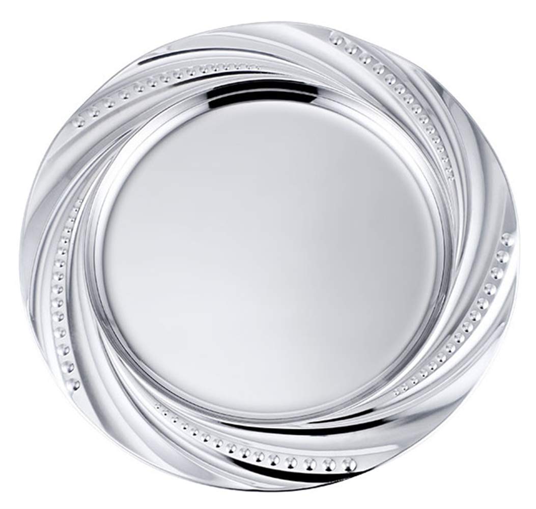 Oncefirst 6-Piece Round Beaded Silver Charger Plates Set - 9.4 Inch Decorative Dinner Plates for Wedding, Party & Holiday Table Decor - Elegant Service Plates for Dining Table Centerpieces