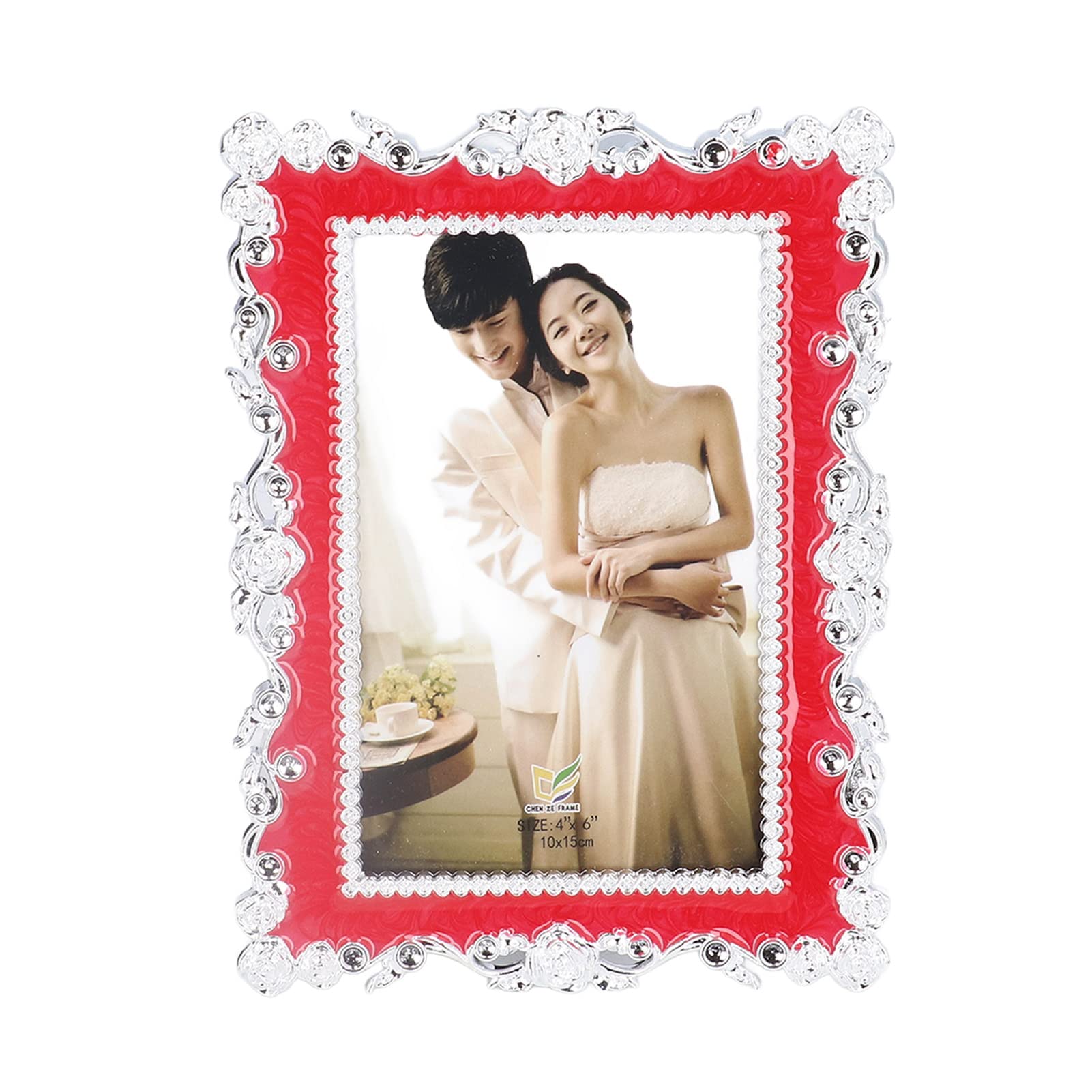 Shipenophy Picture Frame - Modern Lace Design Photo Display with Back Stand | Perfect for Bedroom, Office & Home Decor (Red) | Great for Wedding Photos, Family Portraits & Wall Art Displays