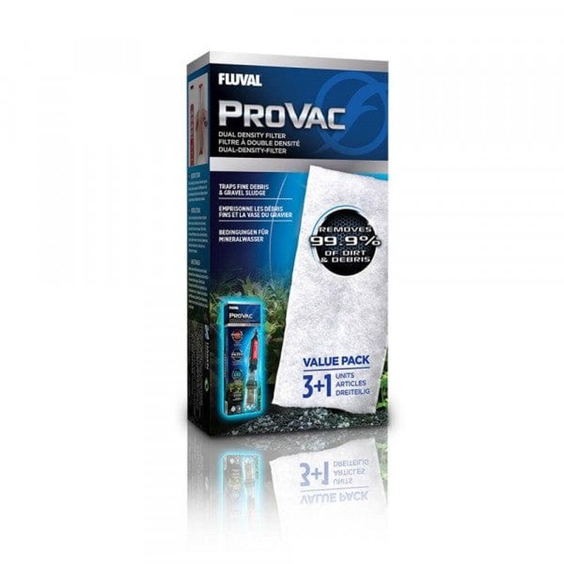 Fluval ProVac Aquarium Filter Bags - Pack of 3+1 Dual Density Filter Pads for Fish Tank Cleaning (Model 11077) | Perfect for Freshwater & Saltwater Aquarium Maintenance