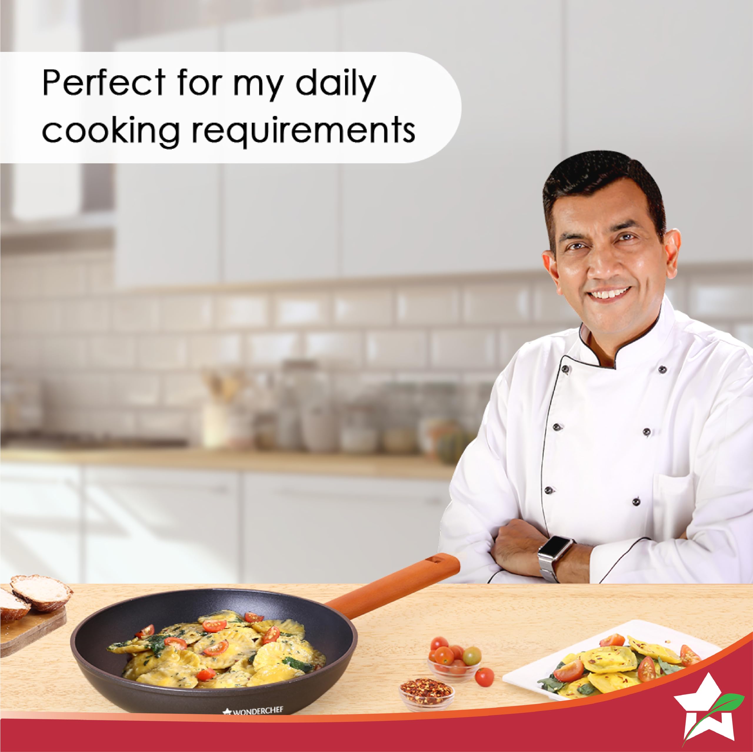 Wonderchef Caesar Forged Virgin Aluminium Fry Pan - 1 LTR, 20cm, Black - Healthy Greblon C3 Non-Stick Coating, PFOA Free - German Beechwood Handles - Perfect for Frying, Sauteing, Roasting - Easy to Clean - Ideal for Home Cooking, Professional Kitchens & Healthy Meal Prep