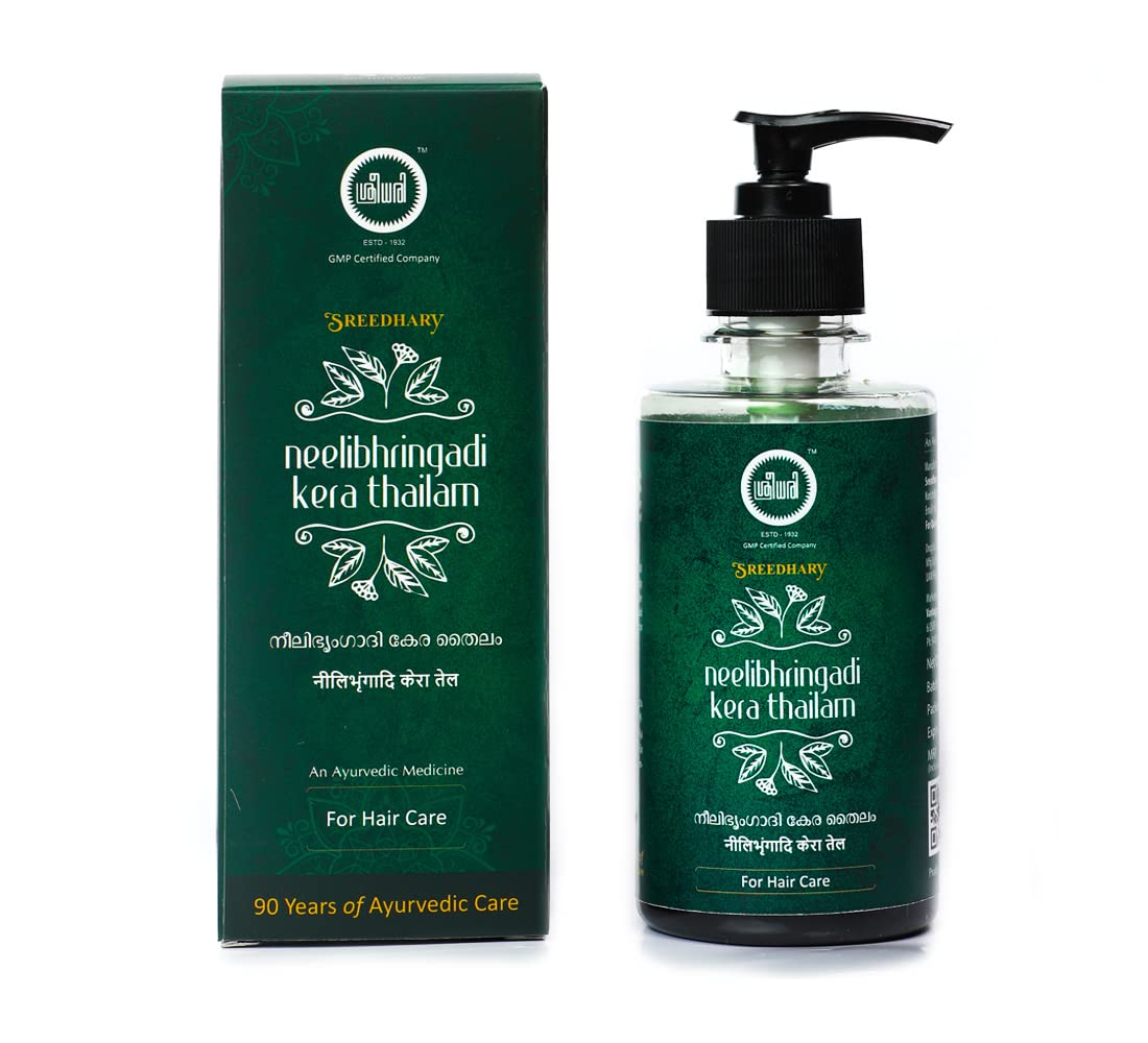 Neelibhringadi Kera Thailam Ayurvedic Hair Oil 200ml - 100% Natural Herbal Treatment for Hair Growth & Scalp Care | Pack of 1 | No Chemicals | Perfect for Daily Hair Massage & Ayurvedic Hair Care Routine