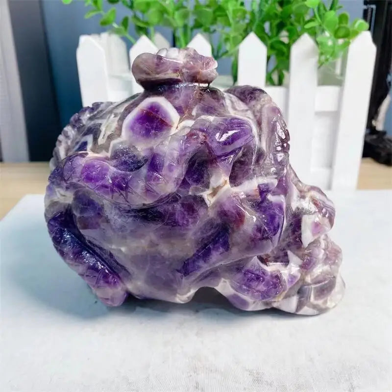 Natural Amethyst Snake Skull Carving - Reiki Healing Crystal, Feng Shui Mineral Gemstone Decor, Handcrafted Spiritual Artifact (1pc) | Perfect for Meditation, Home Altar & Gothic Decor