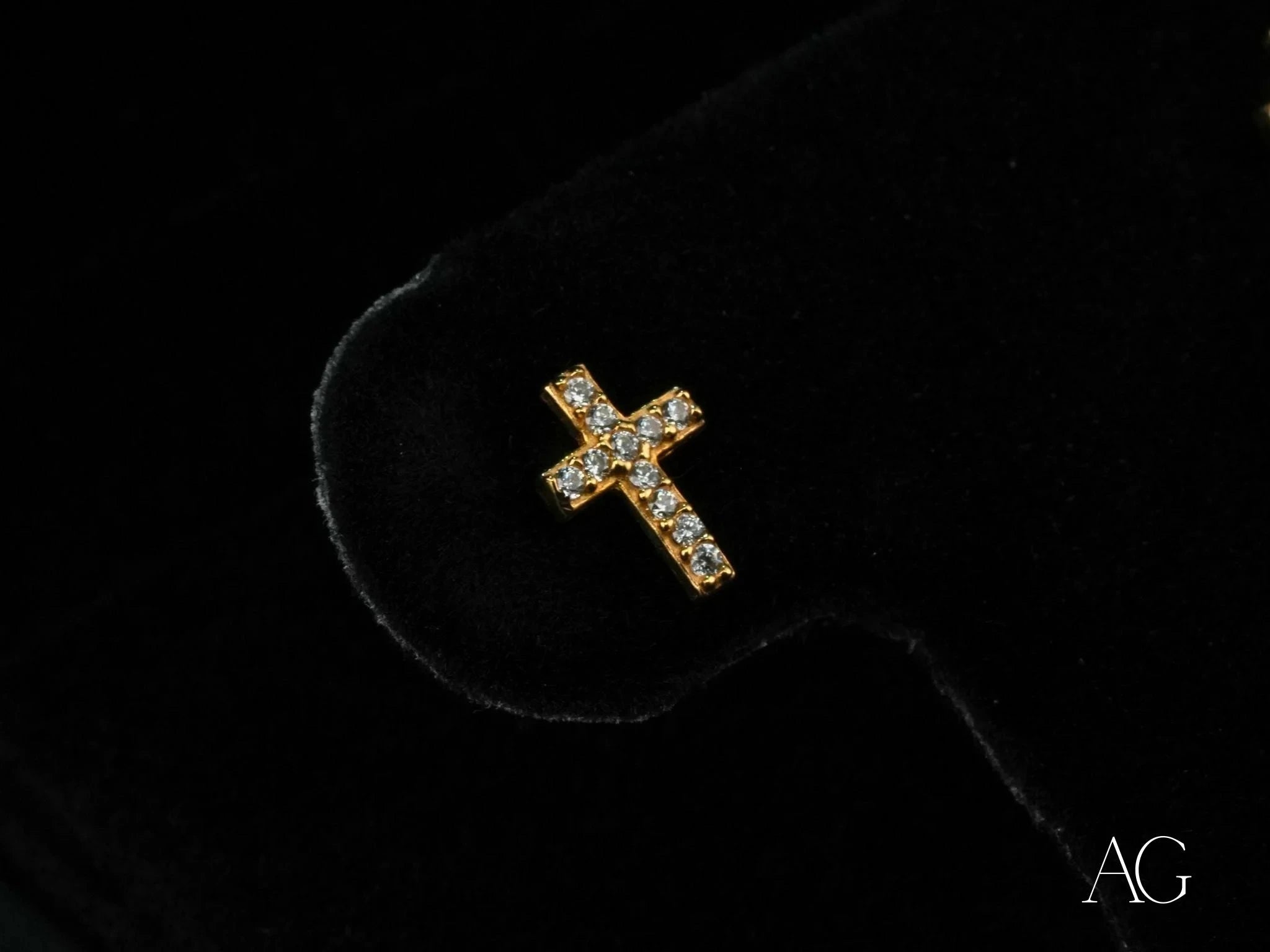 18K Gold Cross CZ Stud Earrings for Women - Hypoallergenic Cubic Zirconia Religious Jewelry - Perfect for Church, Weddings & Everyday Wear