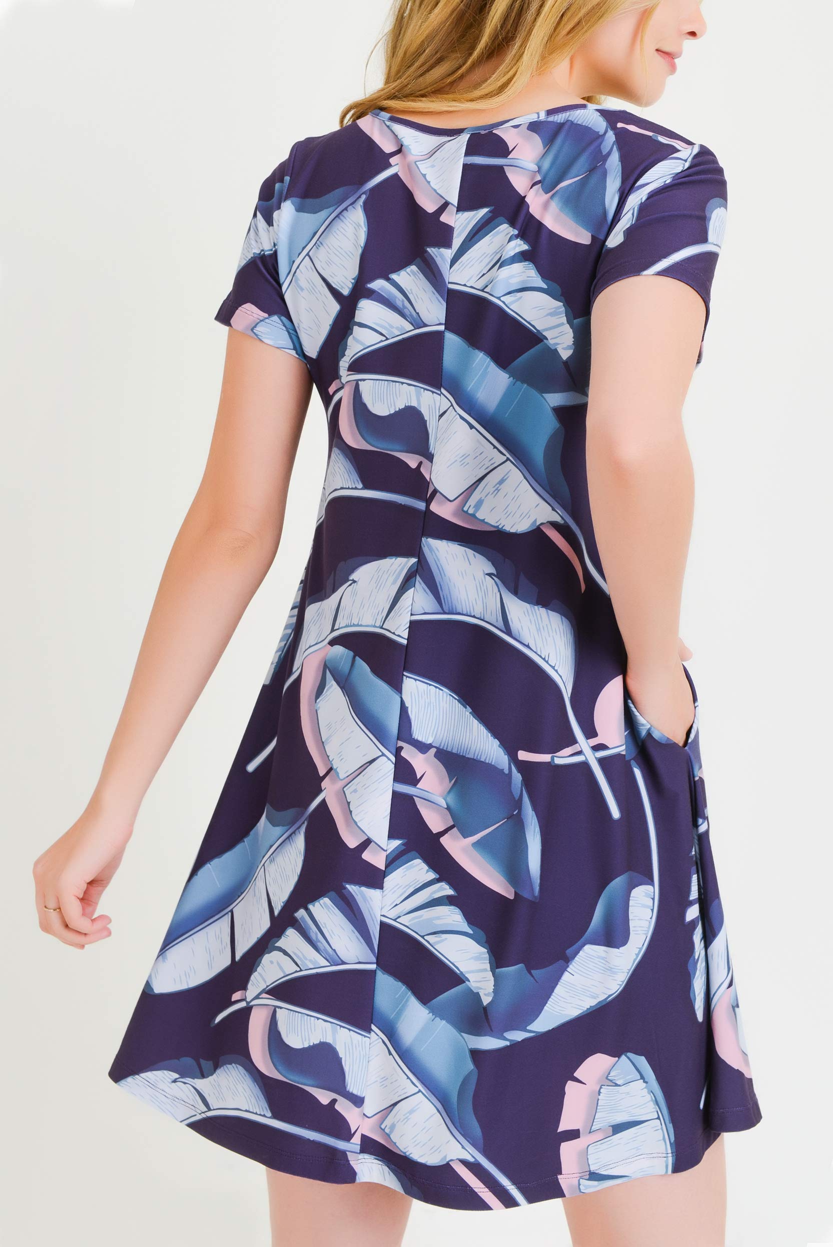 ICONOFLASH Women's Casual Summer Dress with Pockets - Floral Print Short Sleeve T-Shirt Dress | Perfect for Beach, Vacation & Everyday Wear
