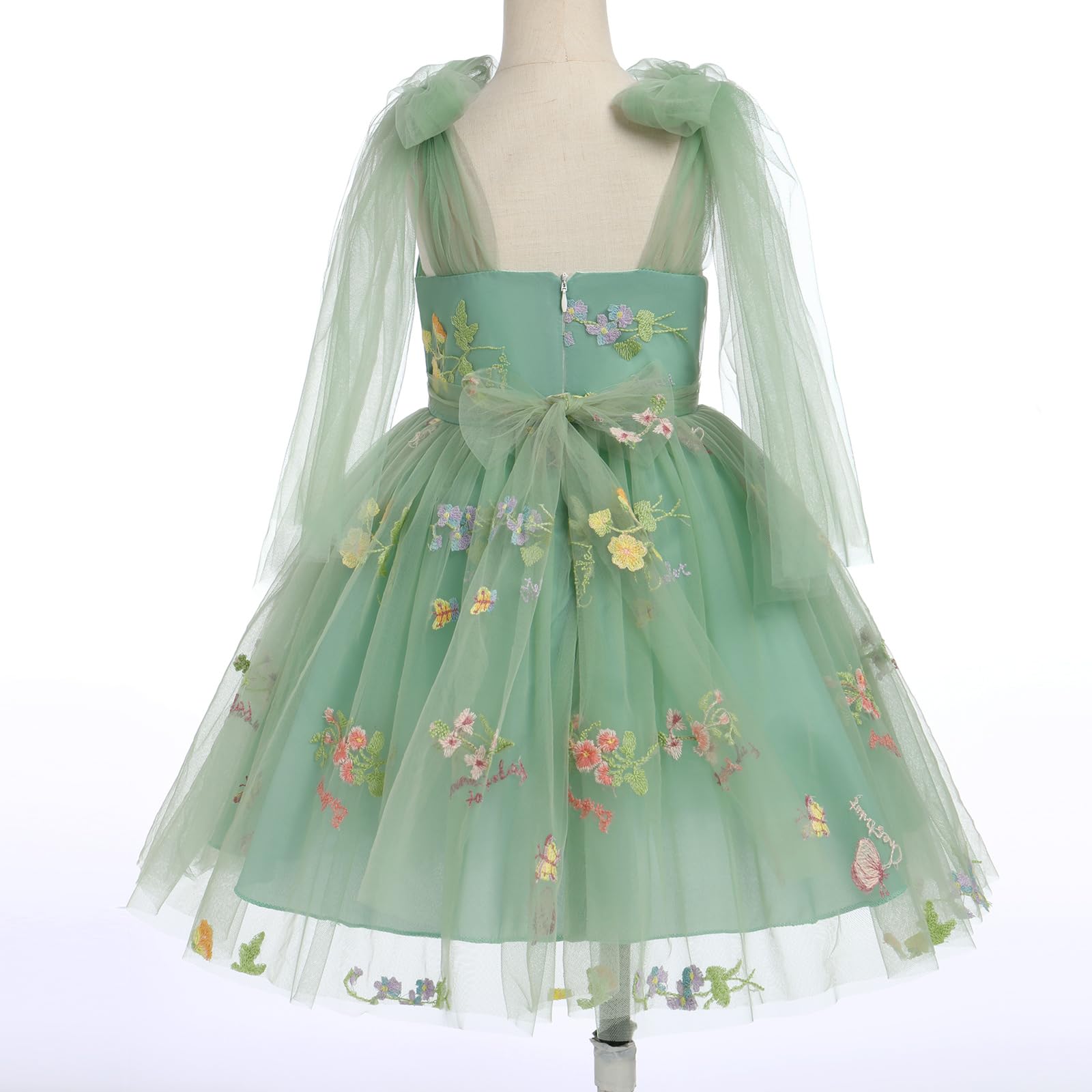 Baby Flower Girl Dress - Sleeveless Spaghetti Straps Floral Embroidered Princess Gown for Toddler Birthday Party & Fairy Tulle Dress | Perfect for Weddings, Christenings & Special Occasions
