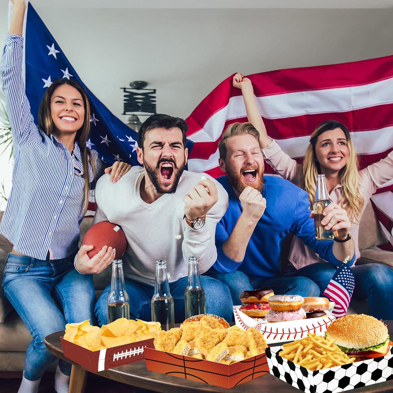 40PCS Sports Theme Party Supplies - Soccer Baseball Football Basketball Paper Plates & Food Trays for Birthday Decorations | Perfect for Kids Sports Themed Parties, Team Celebrations & Game Day Events
