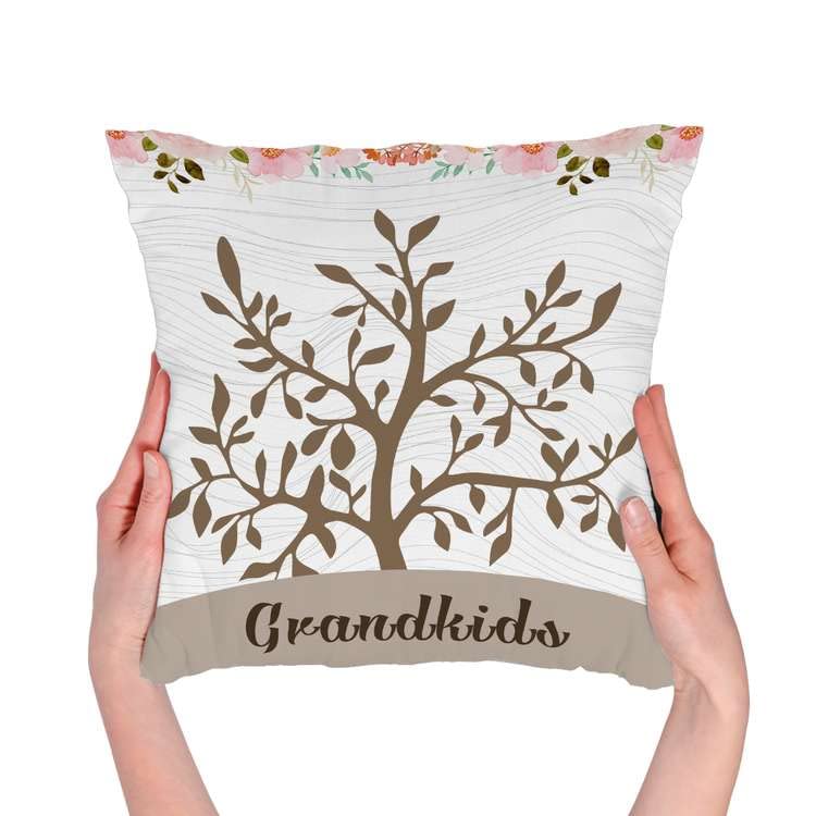 Custom Name Throw Pillow - Personalized Family Tree Cotton Decorative Pillow | Unique Gift for Women, Mom, Daughter | Modern Home Decor for Living Room, Bedroom | Perfect for Thanksgiving, Anniversary & Housewarming