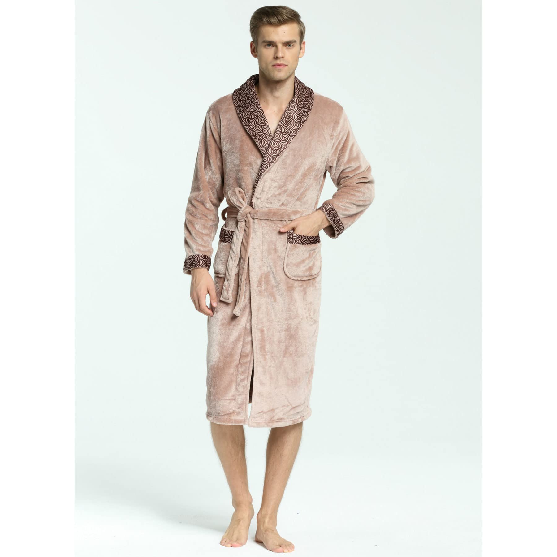 WIITON Men's Flannel Kimono Robe - Soft & Cozy Bathrobe for Sleepwear, Lounge Wear & Home Dressing - Plus Size Comfortable Nightgown for Relaxation, Spa & Cold Weather