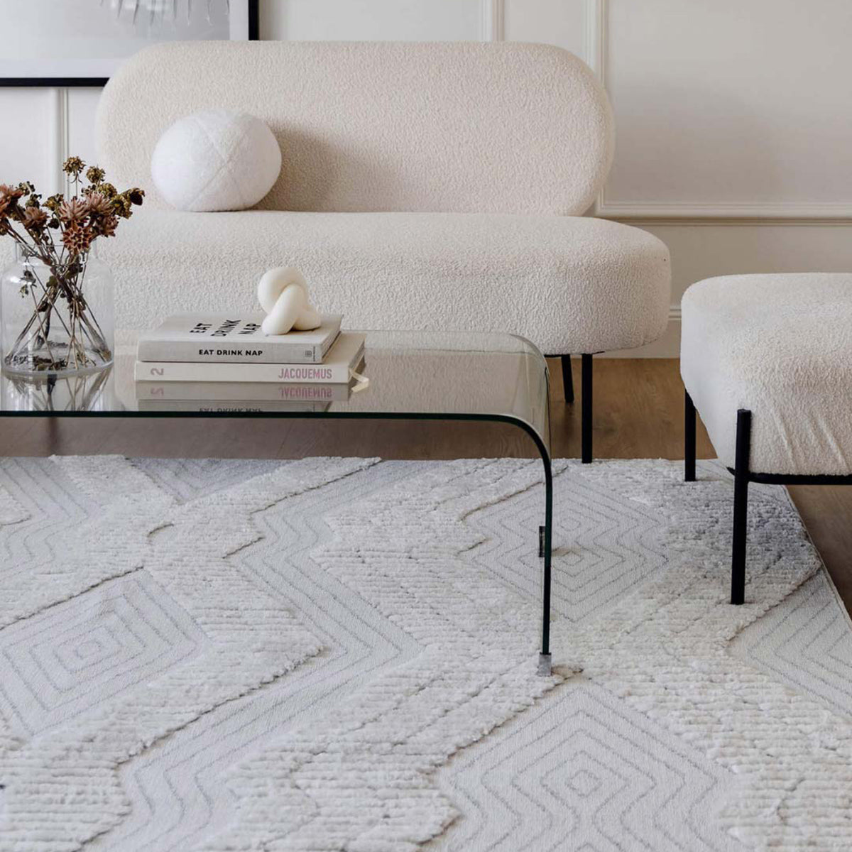 Handmade Dayna Textured Diamond Tribal Rug - Boho Chic Area Rug for Living Room, Bedroom & Office Decor