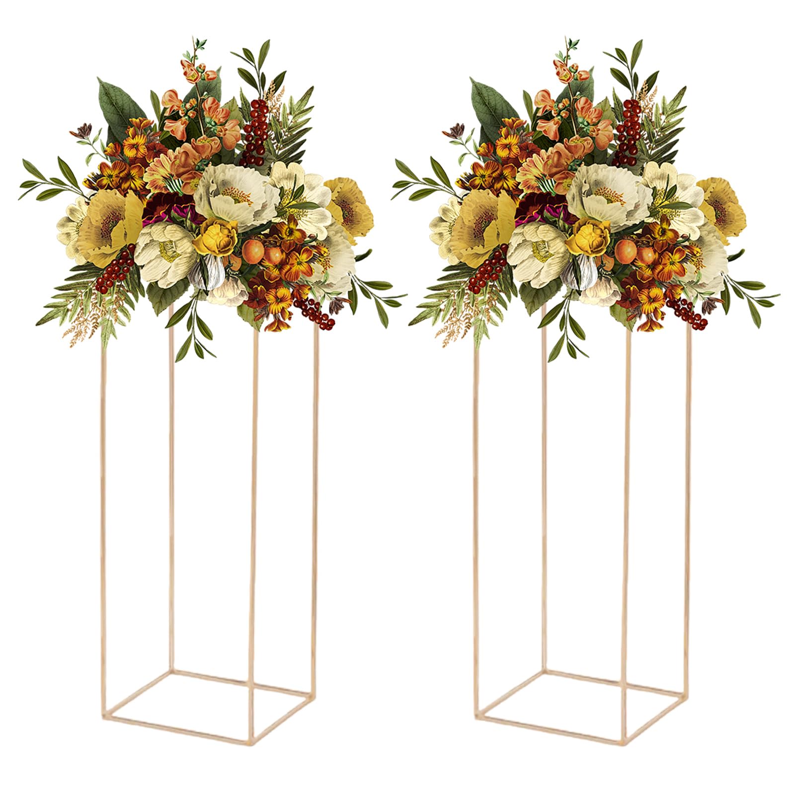 2 Pcs Gold Flower Stand - 31.5 Inch Tall Table Centerpiece for Weddings, Parties & Home Decor - Elegant Floral Display for Dining Tables, Events & Gift Presentations