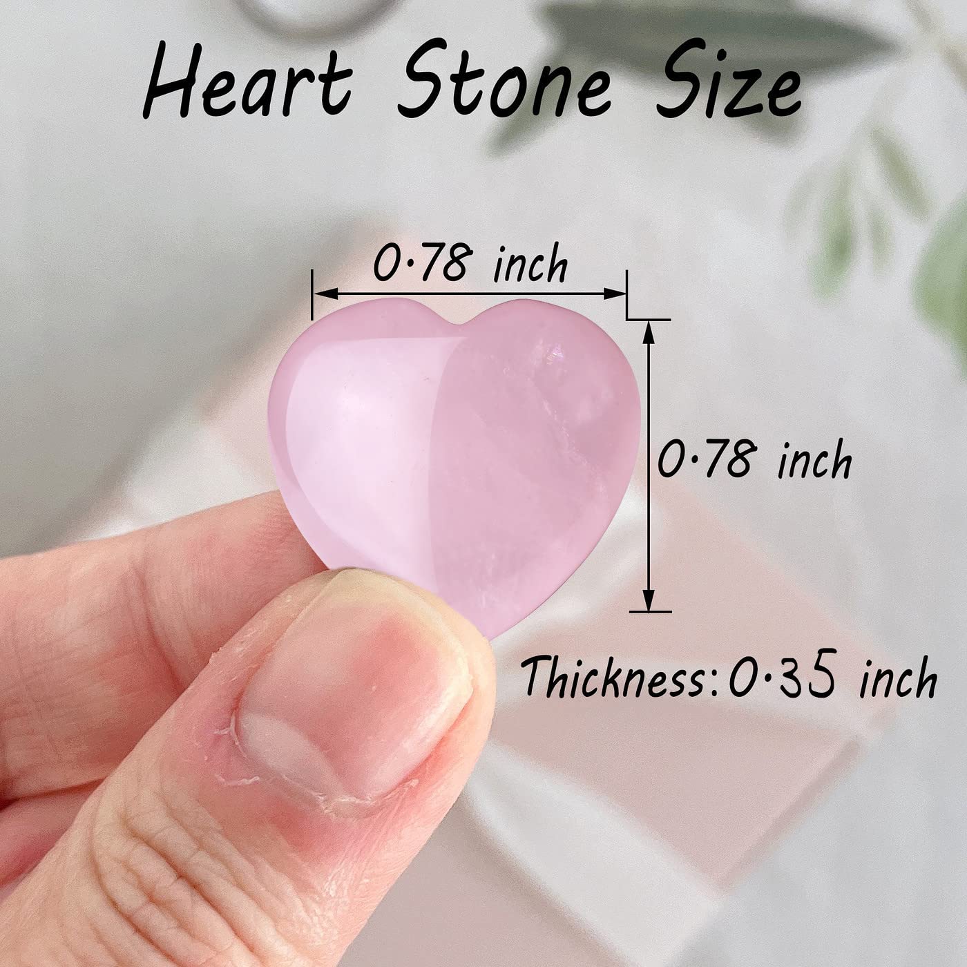 10Pcs Natural Rose Quartz Heart Stones - Polished Reiki Healing Crystals, Pink Gemstone Gifts for Mom, Mother's Day, Valentine's Day - Meditation, Yoga, Home Decor, Spiritual Healing