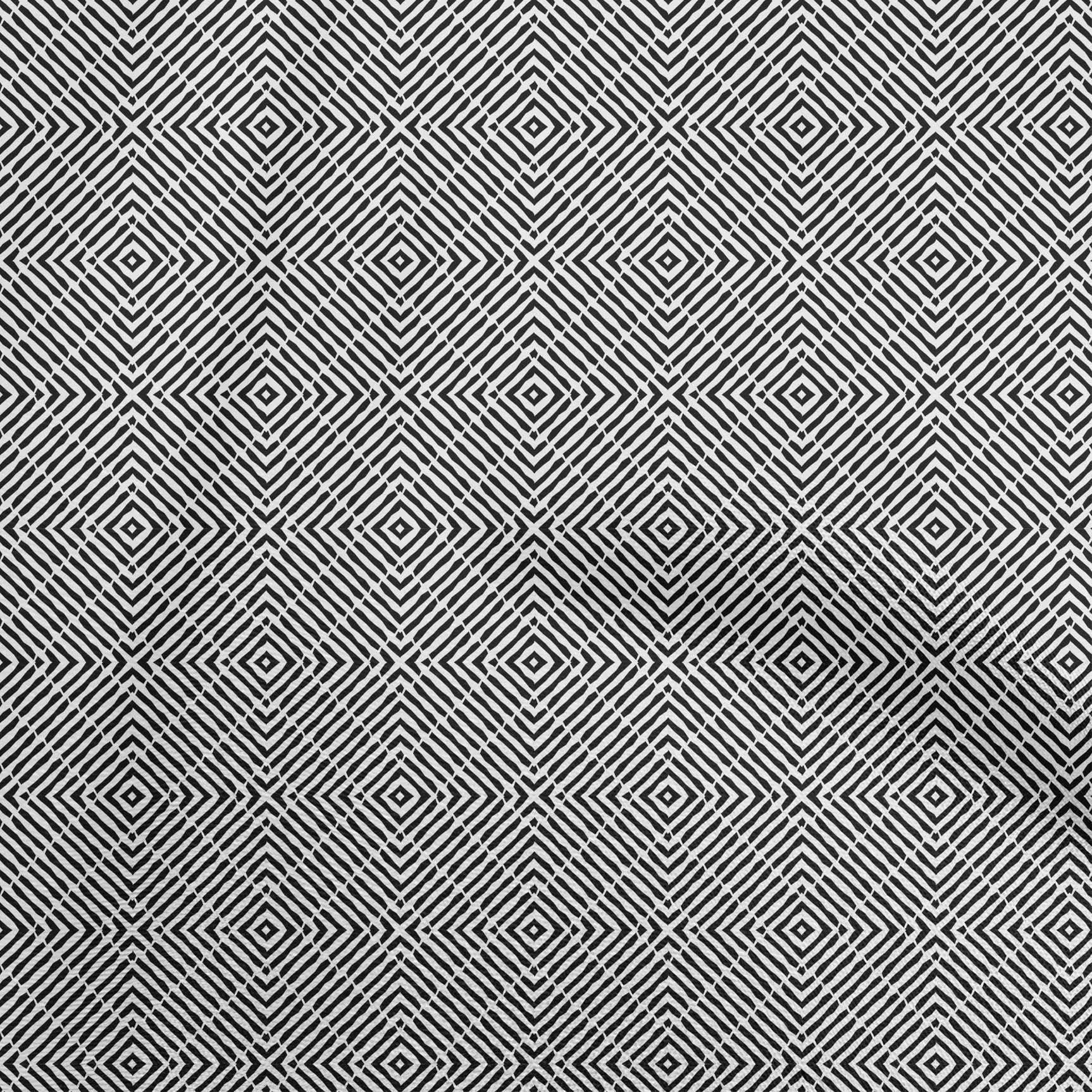 Premium 100% Cotton Jersey Fabric - Soft Black Asian Block Print Dress Material by The Yard (58