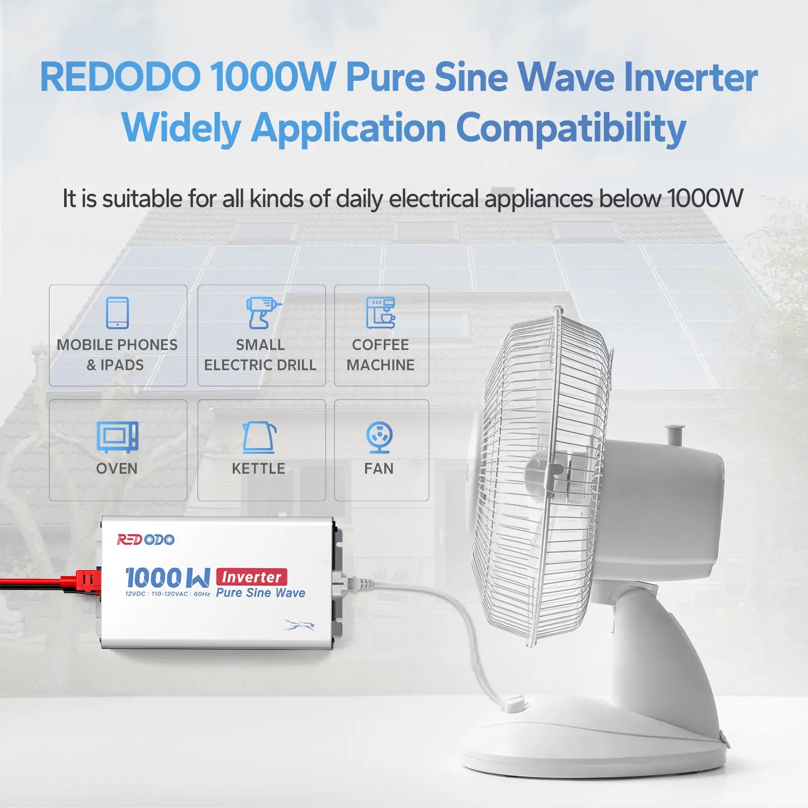 Redodo 1000W Pure Sine Wave Power Inverter with LCD Display - Reliable Backup Power for Home, RV, Camping & Emergency Use