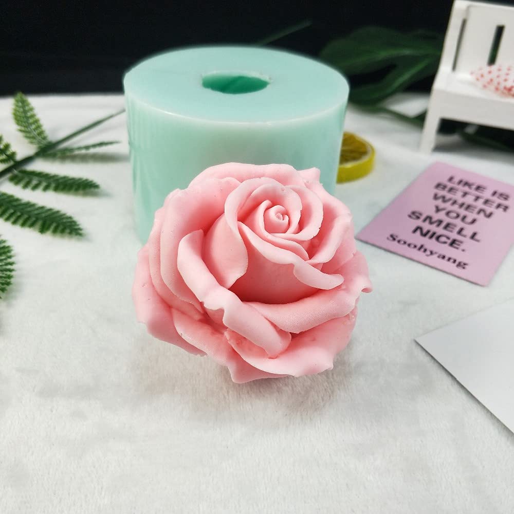 3D Flower Rose Silicone Mold for Candle Making, Soap Making, Fondant, Epoxy Resin, Wax, Cupcake & Chocolate Decorations - Perfect for DIY Crafts, Baking Tools, and Home Decor Projects