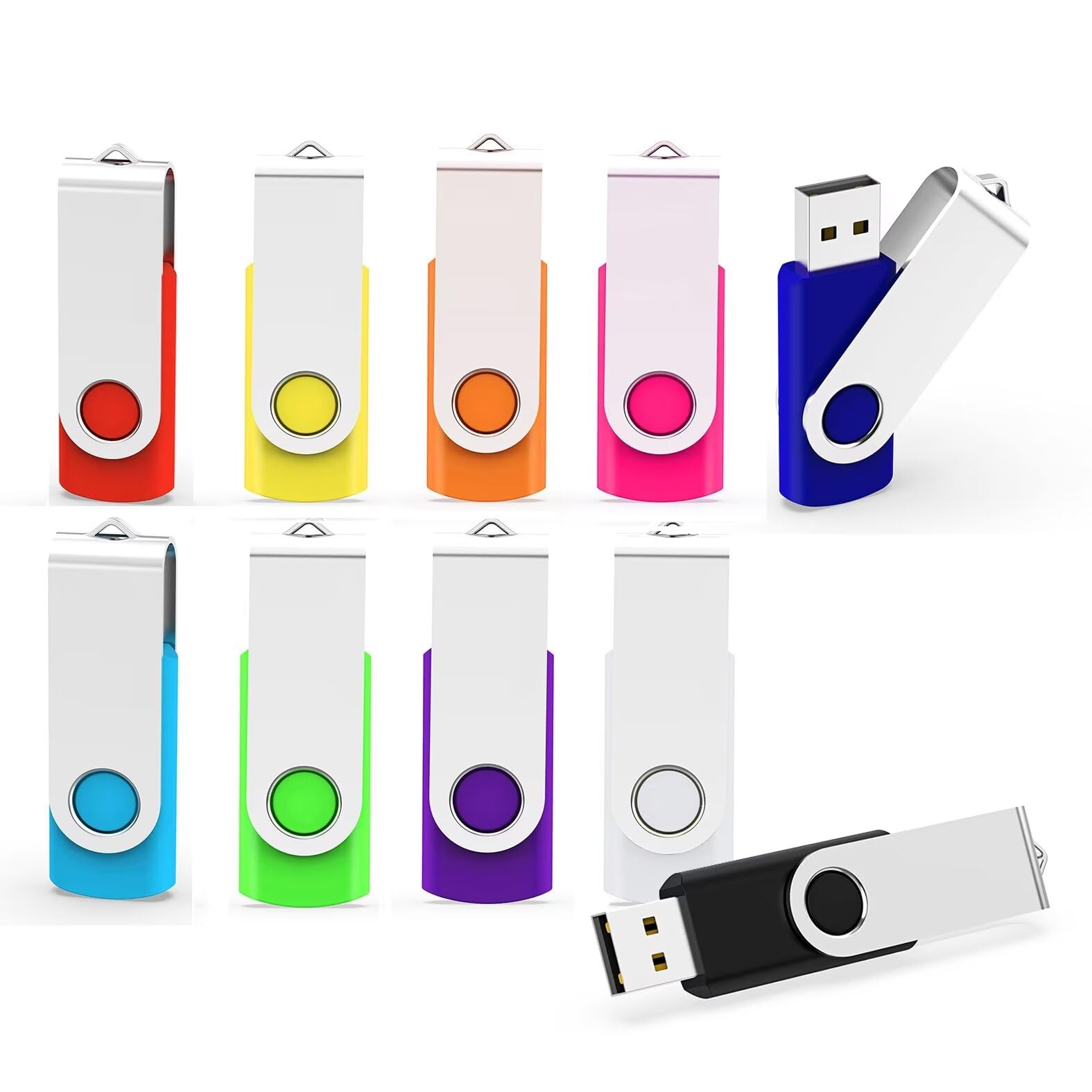 MAKACTUA 32GB USB Flash Drive 10 Pack - High-Speed USB 2.0 Memory Stick with Swivel Design for Data Storage, File Transfer - Perfect for School, Office, Business & Backup Use