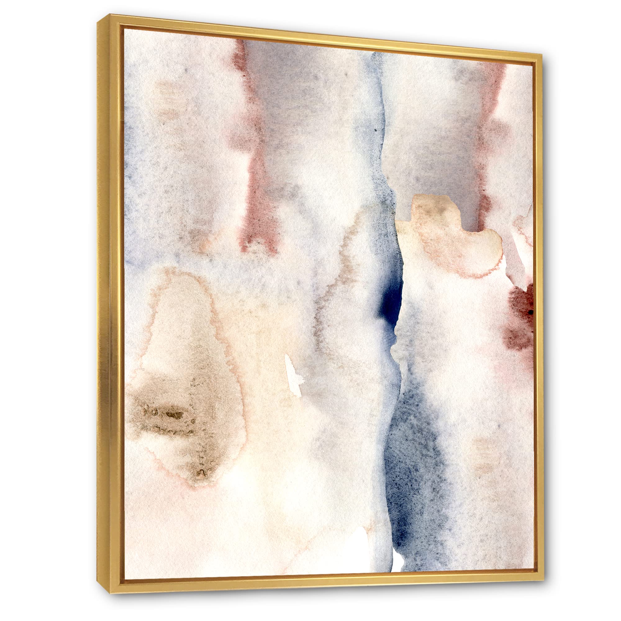 Pastel Abstract Canvas Wall Art with Dark Blue, Pink & Gray Spots - Modern Framed Print for Living Room, Bedroom & Office Decor