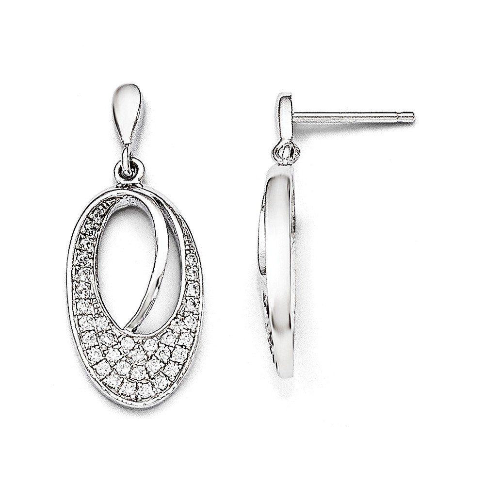Elegant Sterling Silver & CZ Brilliant Embers Dangle Post Earrings for Women – Perfect for Parties, Weddings & Evening Events