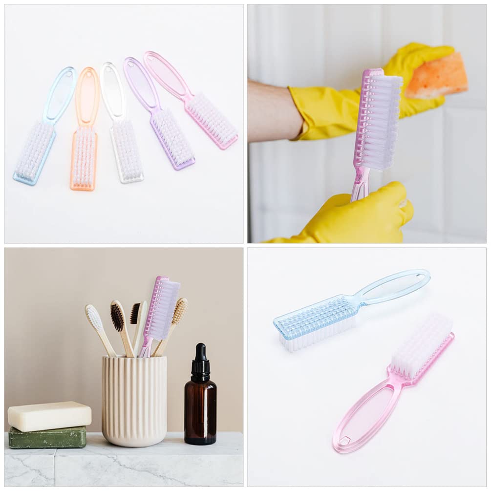 Healvian 6-Piece Nail Cleaning Brush Set with Ergonomic Handle - Durable Nail Scrub Brush for Fingernails & Toes - Perfect for Pedicure, Manicure & Hygiene Care - Ideal for Men & Women (Random Colors) - Home Spa, Salon & Travel Essential