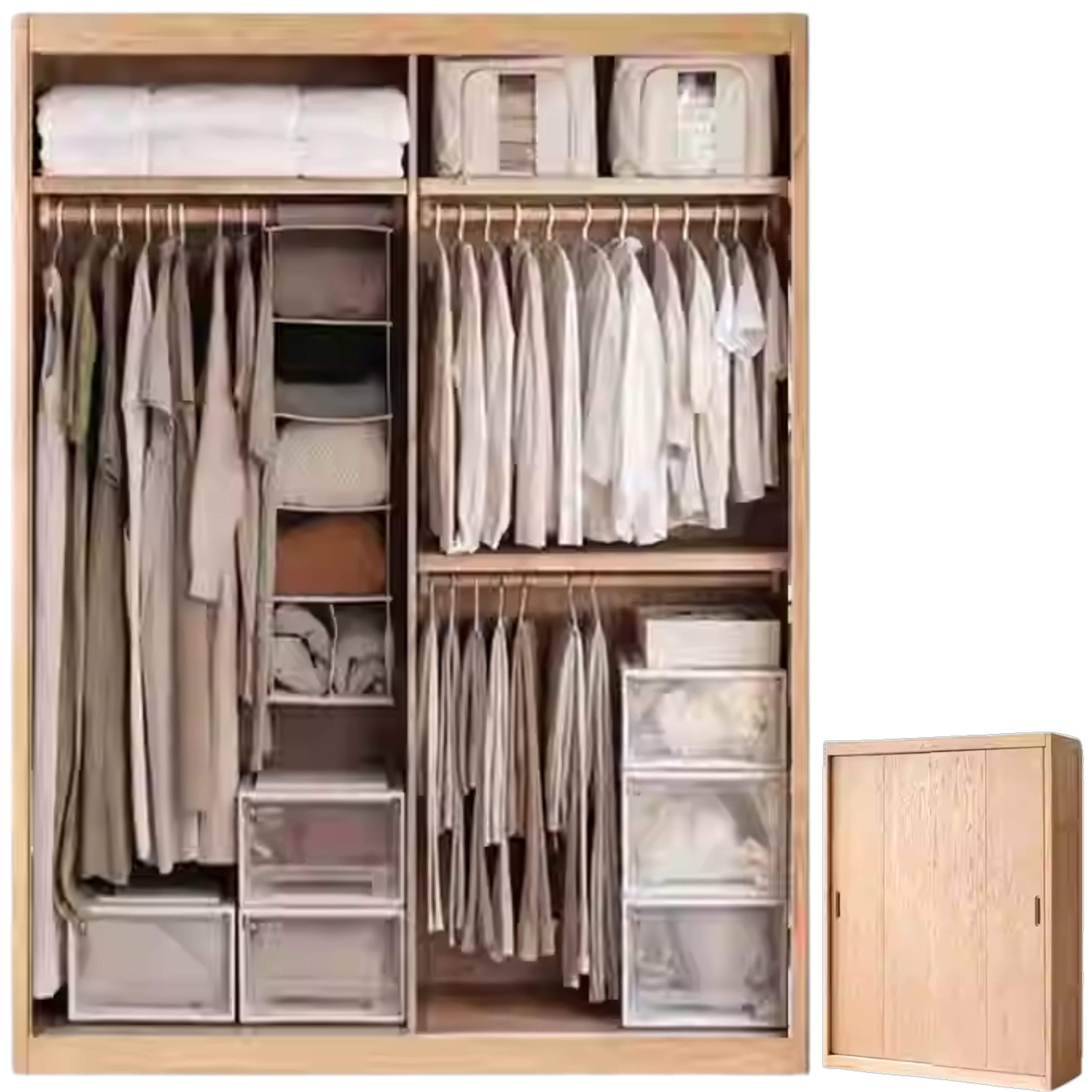 70.9x24.4x86.6 inch /180x62x220сm / Natural Wood Color/  Ash Wood wardrobe (hanging clothes)