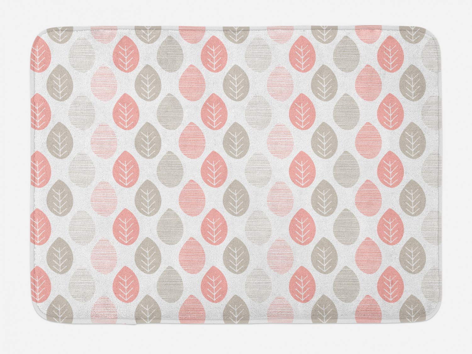 Ambesonne Non-Slip Plush Bath Mat - Hand-Drawn Autumn Leaves Design in Pastel Tones, 29.5