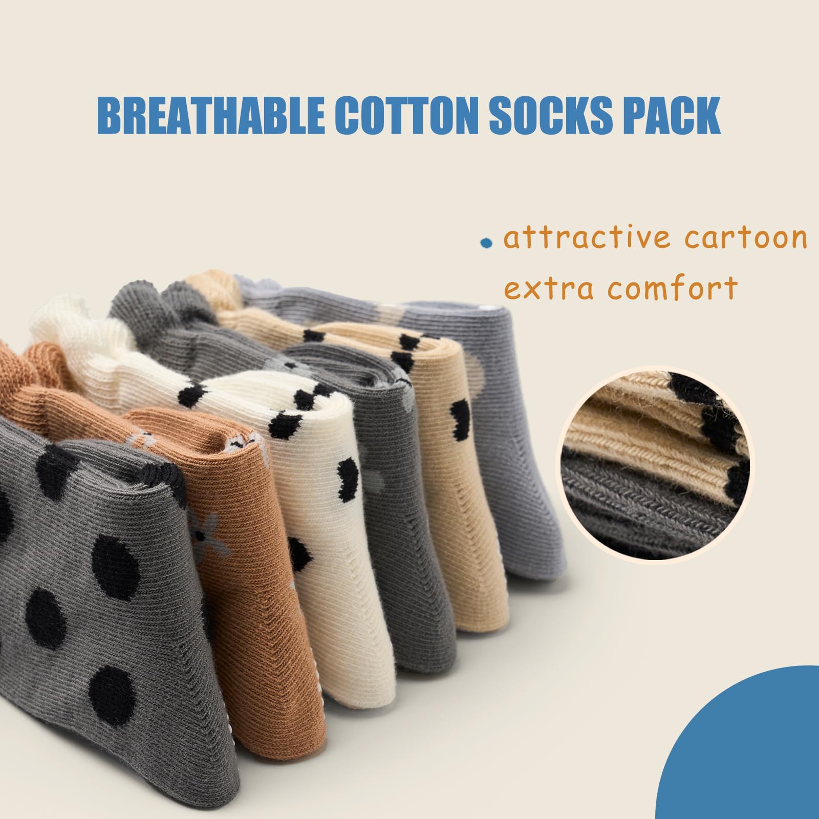 **Soft Baby Cotton Crew Socks - Non-Slip Grip Toddler Socks for Boys & Girls (6-Pack) - Perfect for Playtime, Daycare & Home**