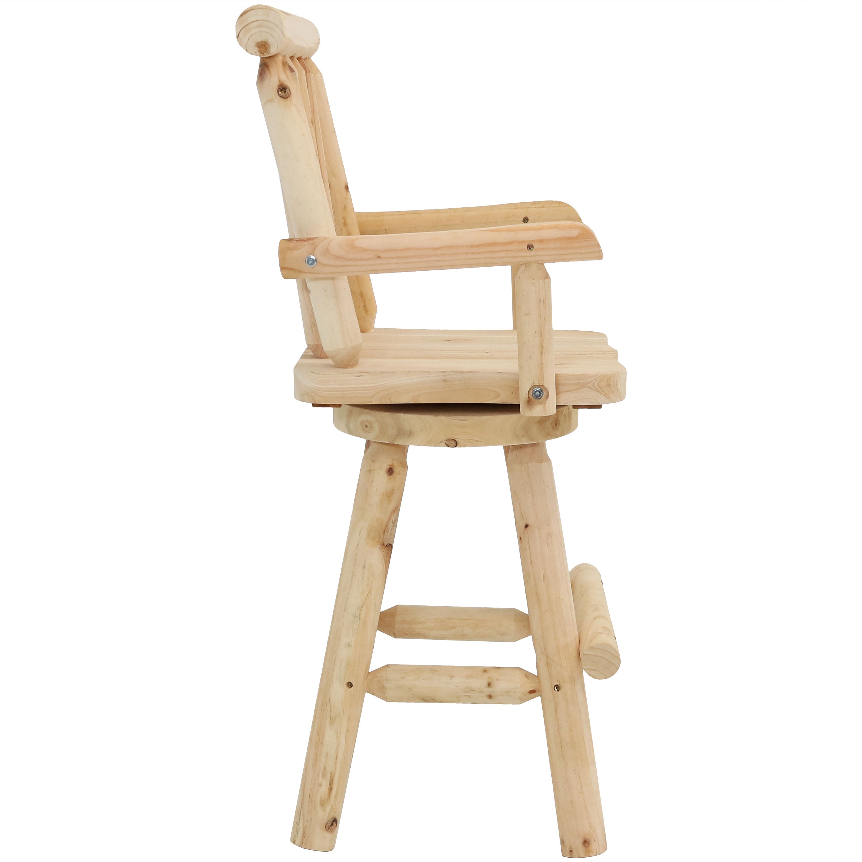 Rustic Outdoor Bar Stool - Log Cabin Style Bar Height Stool 42
