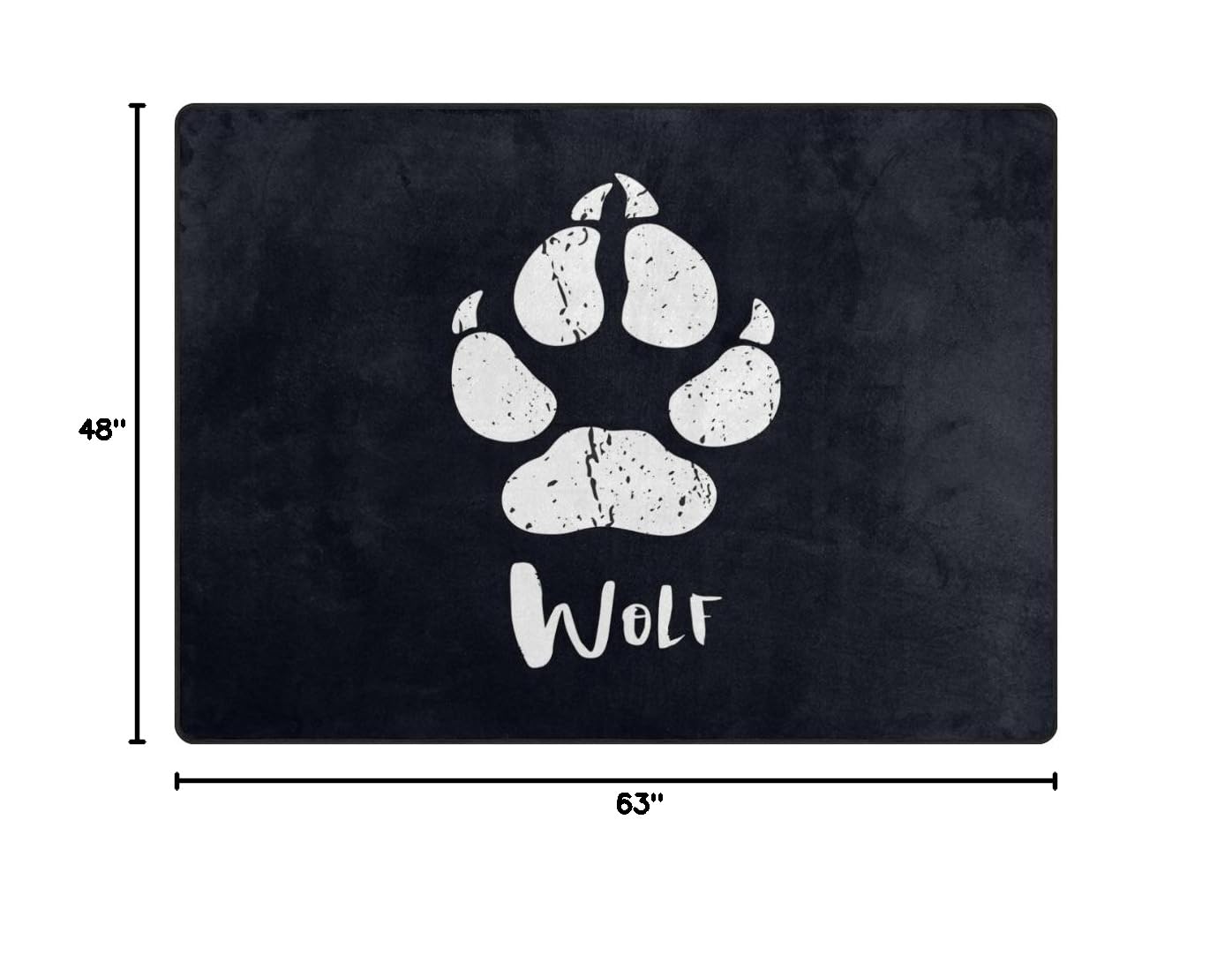 ALAZA Wolf Paw Print Black Area Rug 5'3