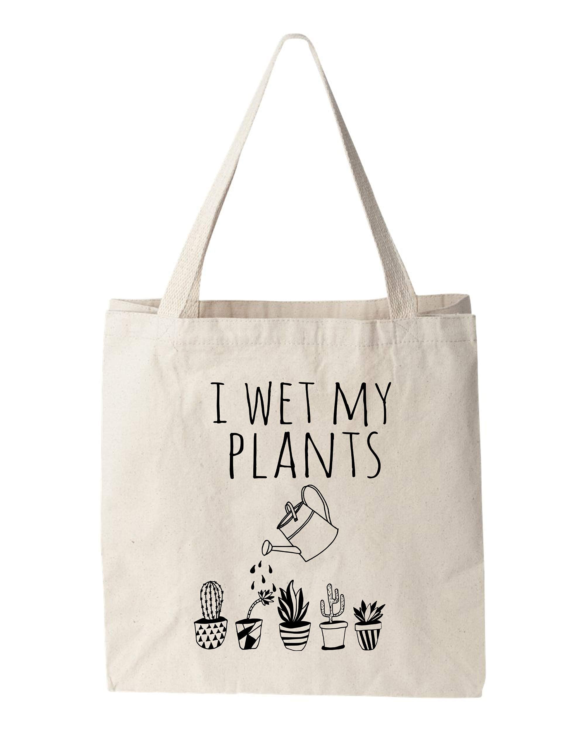 Funny 'I Wet My Plants' Natural Canvas Tote Bag - Eco-Friendly Reusable Grocery Shopping Bag for Plant Lovers, Gardening & Farmers Market