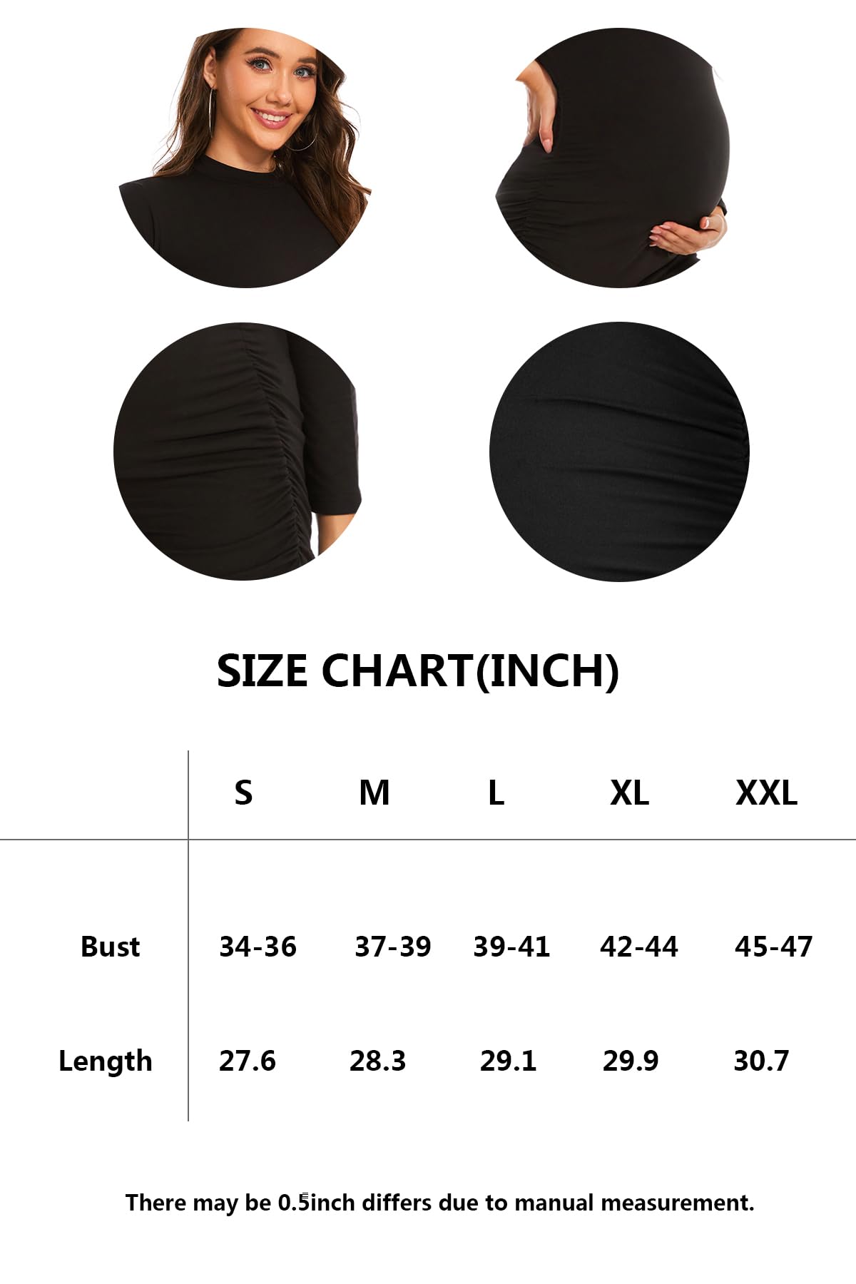 Smallshow Women's Maternity Shirts - 3 Pack Soft Cotton Crew Neck Long Sleeve Pregnancy Tops for Comfortable Everyday Wear at Work & Home