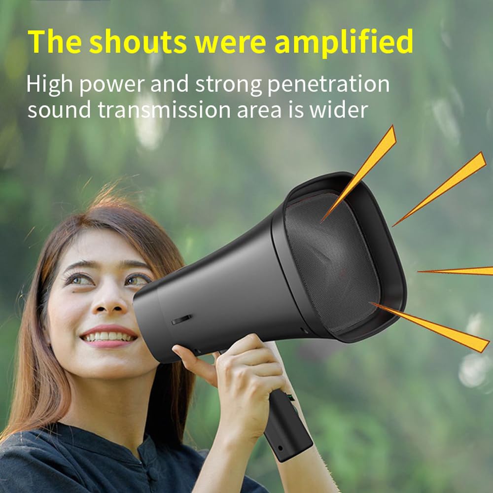 Solar-Powered Megaphone Speaker - Portable Wireless Outdoor PA System with Recording & LED Light - Handheld Voice Amplifier for Public Speaking, Teaching, Camping & Emergency Use - Includes Adjustable Strap