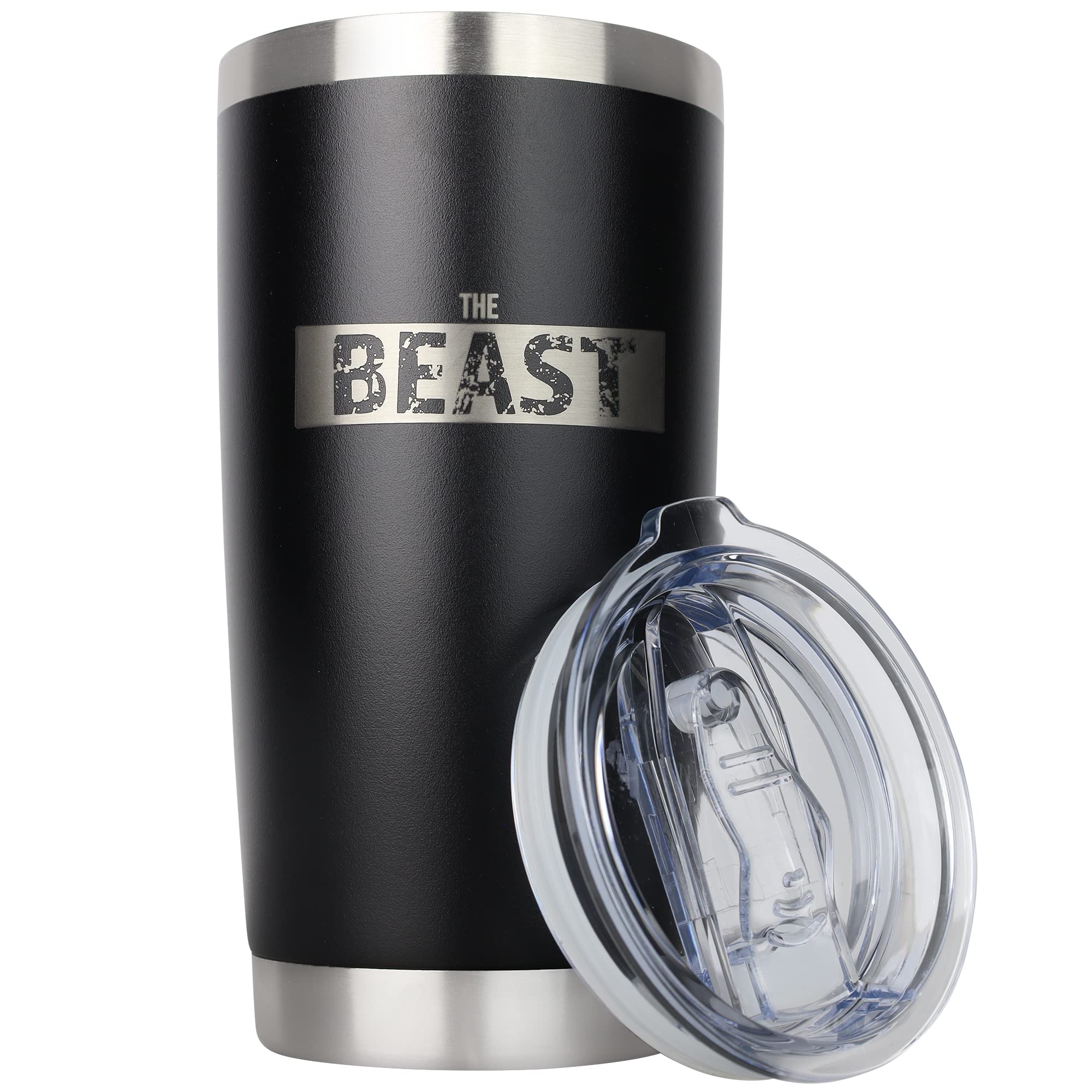 Dad Bod Nutrition Beauty and the Beast Stainless Steel Tumbler - 20oz Insulated Coffee Mug for Couples, Travel & Office Use (Black, Beast Design)