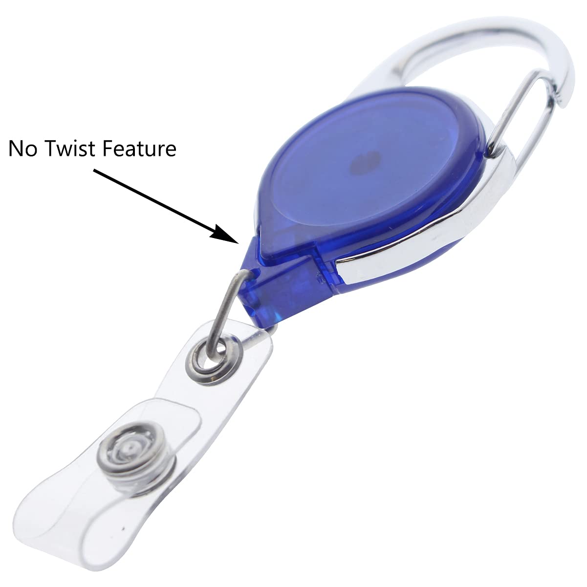 100 Pack Retractable Badge Reel with Carabiner Clip - Long Reach No Twist ID Holder for Office, Hospital & Security (Translucent Blue) - Perfect for Nurses, Teachers & Event Staff to Display ID Cards & Access Badges