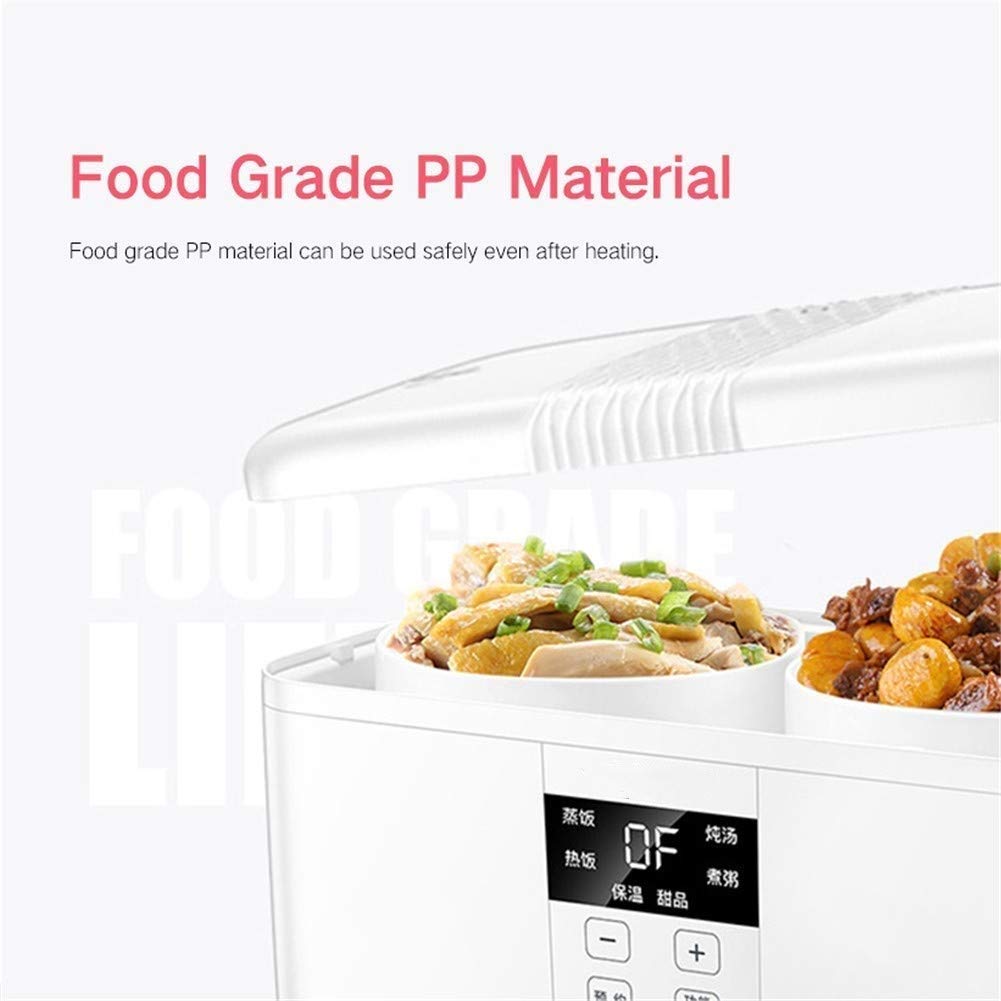 Electric Double Tiered Food Steamer - Portable Lunch Box Heater with Removable Ceramic Container | Mini Rice Cooker for Office, Travel & Home | BPA-Free Food Grade Material