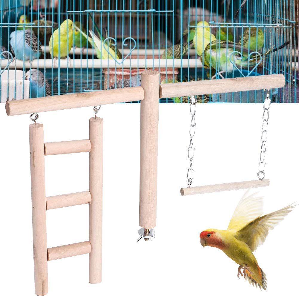 Colorful Bird Hanging Toy for Parrots - Interactive Bird Stand Exercise Toy with Bell & Chewable Wood - Perfect for Playtime & Mental Stimulation in Cages