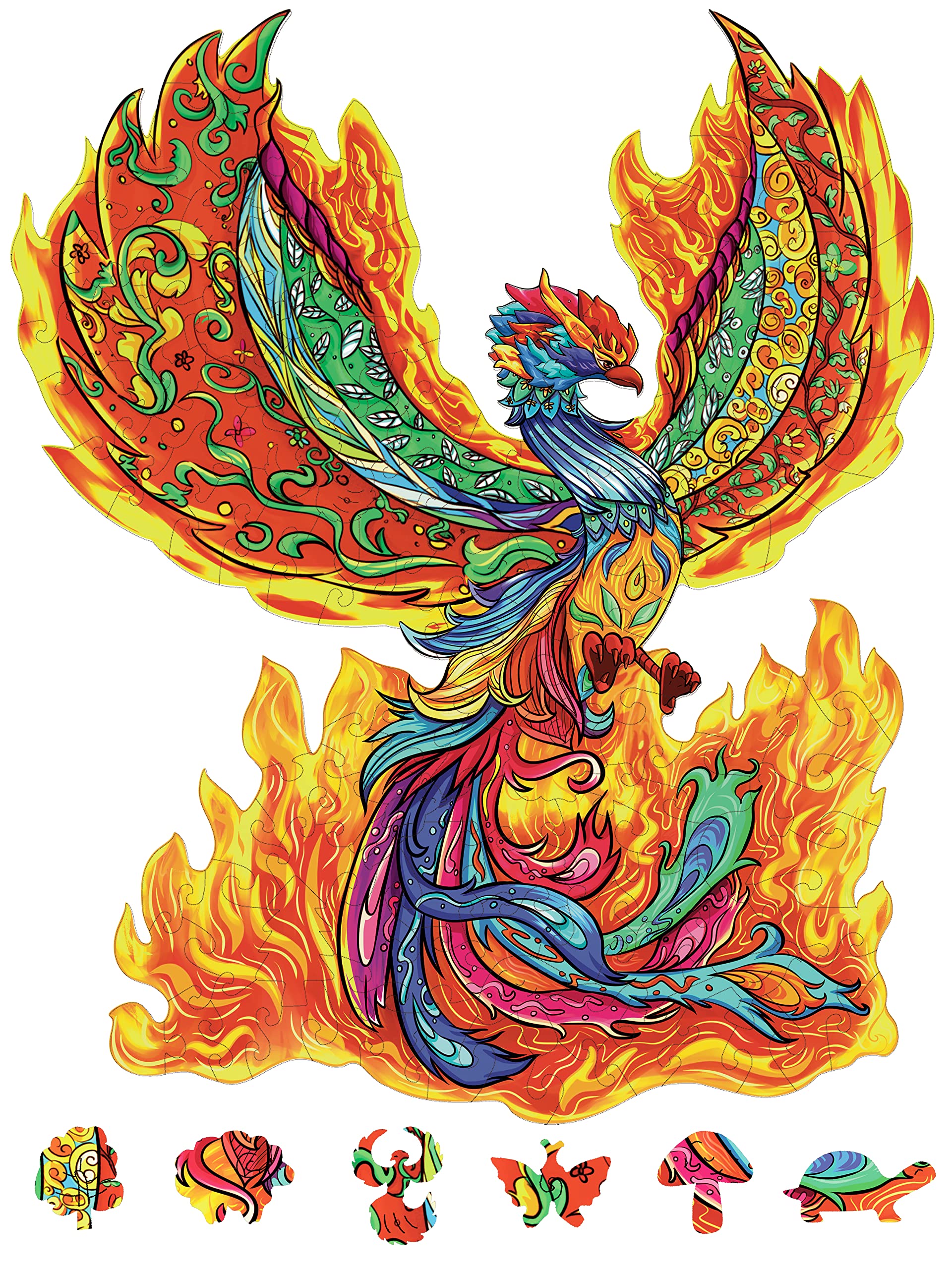 Premium Wooden Jigsaw Puzzles for Adults - 128 Piece Phoenix Shaped Puzzle (10.6