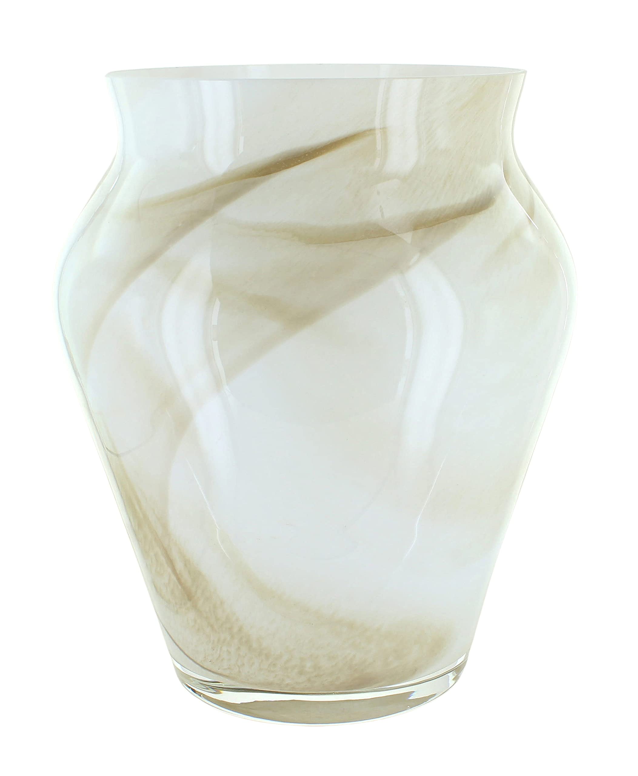 Blue Rose Polish Pottery Opal Brown Swirl Large Vase - Handcrafted Ceramic Home Decor for Living Room, Dining Table & Wedding Centerpiece