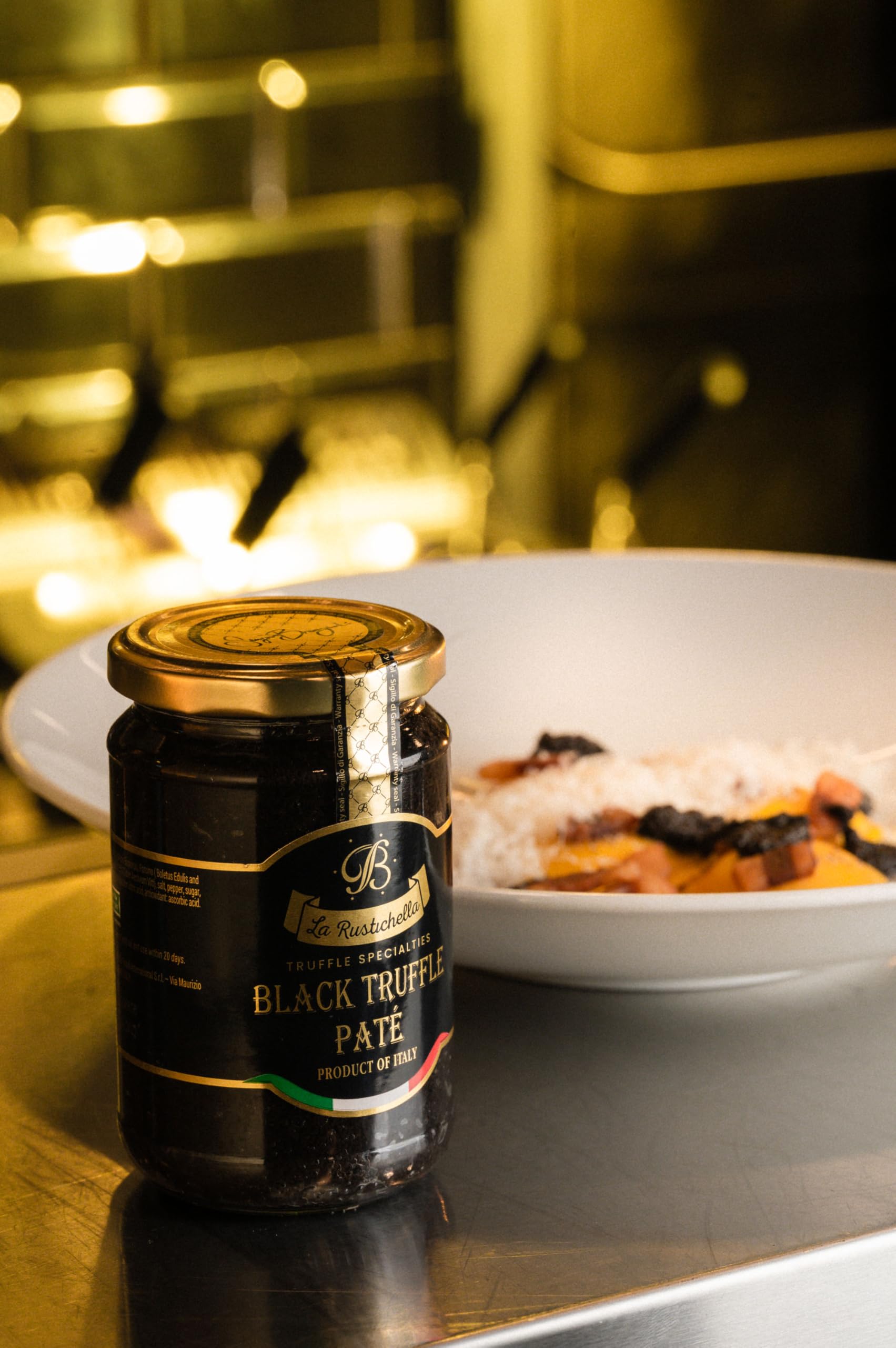La Rustichella Black Truffle Patè - Kosher Certified 100% Italian Vegan Gluten-Free Cholesterol-Free Truffle Spread (9.88oz/280g) - Perfect for Pasta, Risotto, Charcuterie Boards & Gourmet Cooking