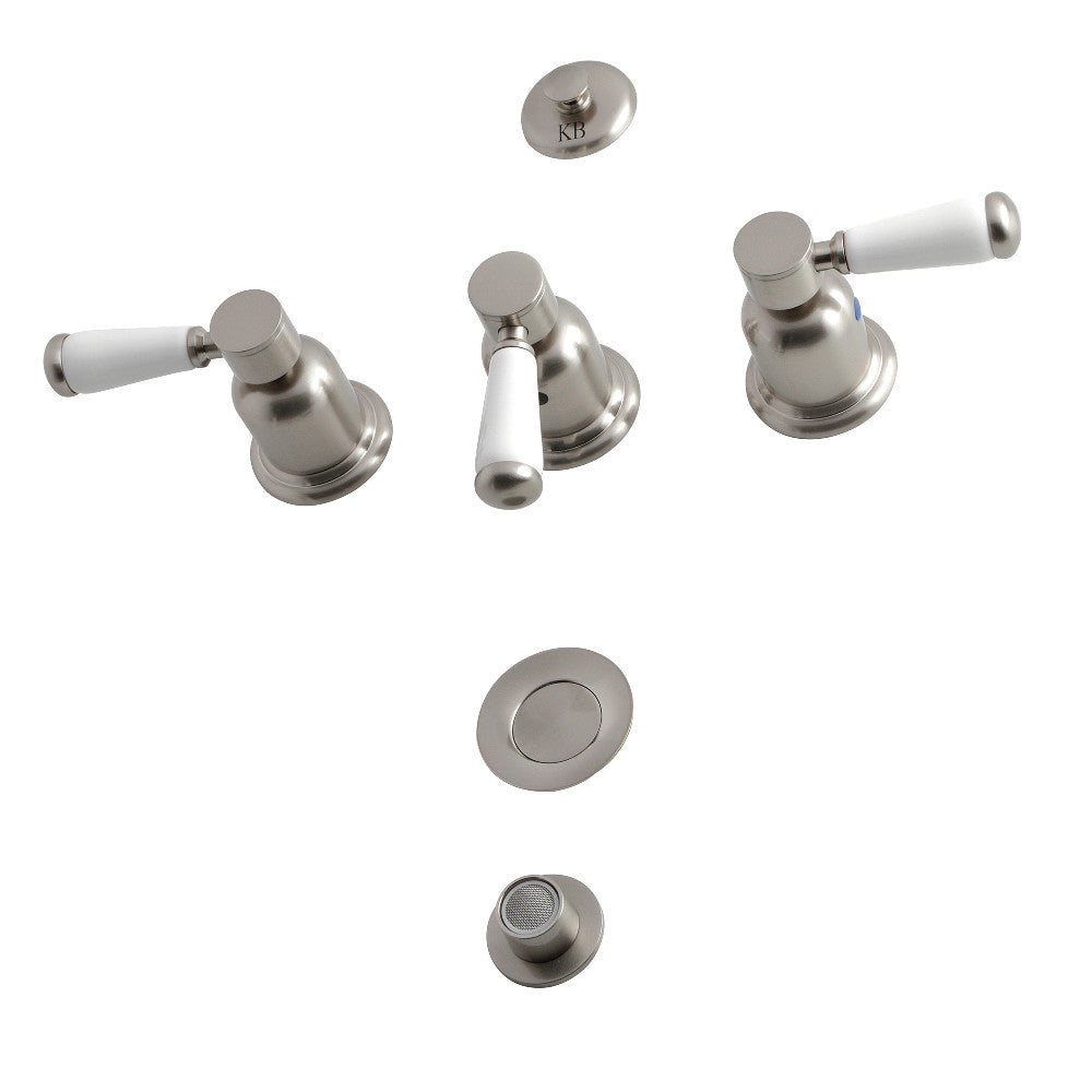 Kingston Brass KB6322DPL Paris Three-Handle Bidet Faucet - Polished Nickel Finish for Modern Bathrooms | Perfect for Bathroom Renovation & Luxury Home Upgrades