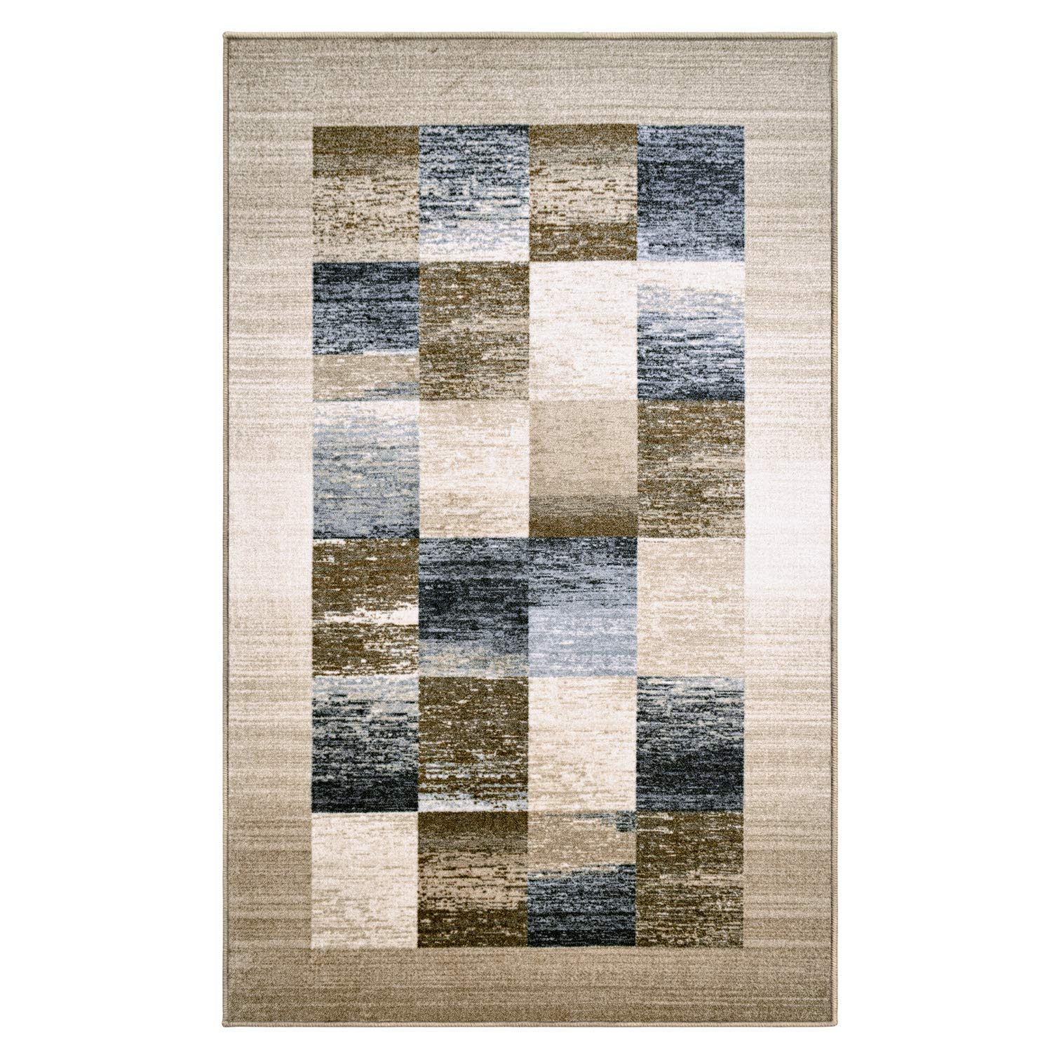 Premium Modern Geometric Indoor Area Rug – Washable, Non-Slip Foam Backing – Perfect for Living Room, Bedroom, Office, Kitchen & Dining – Lockwood Collection – 8' x 10' Cream – Adds Elegance to Any Home Decor
