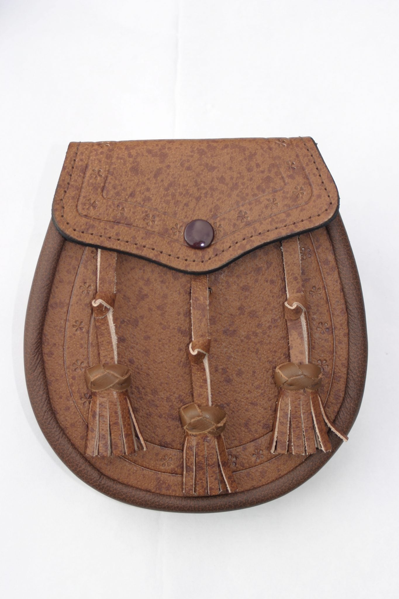 Khaki Brown Leather Pigskin Sporran - Traditional Scottish Waist Pouch for Men | Perfect for Highland Dress, Weddings & Formal Events
