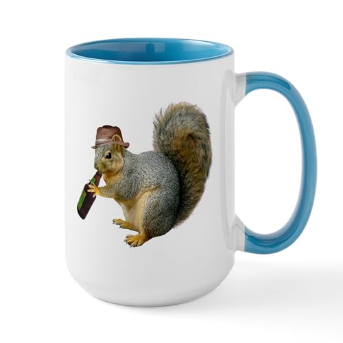 White/Blue Inside - Squirrel Beer Hat Large Mug
