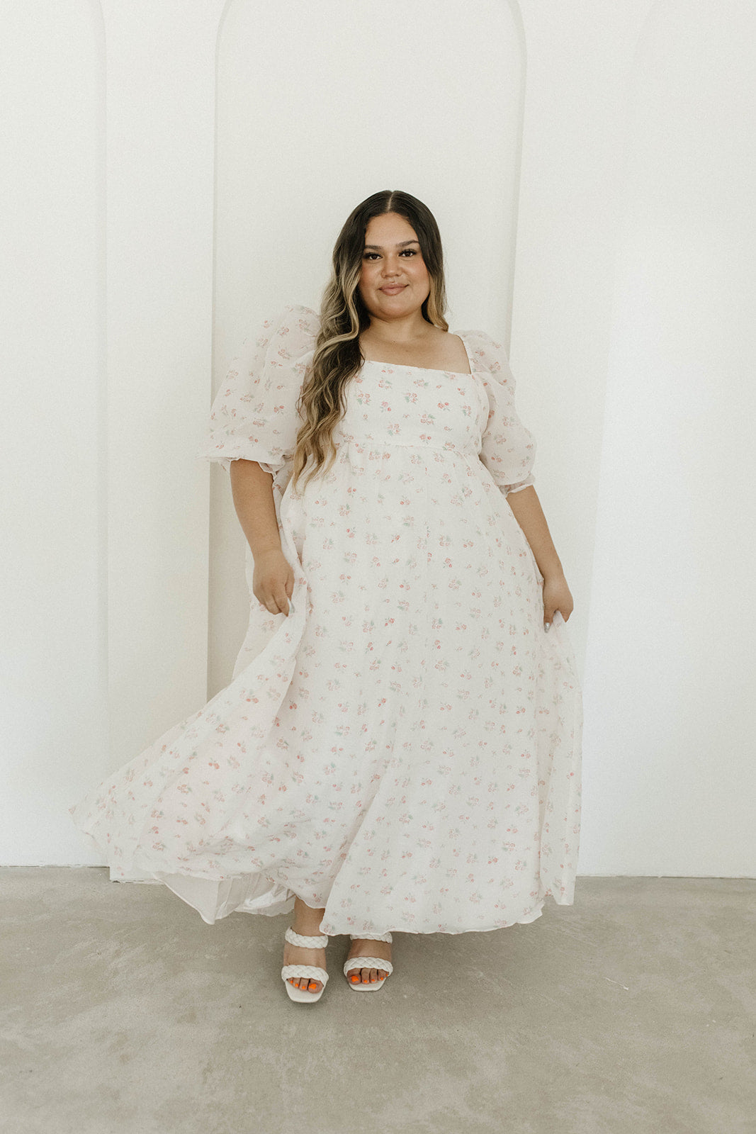 Mona Maxi Dress with Smocking - Blush Floral Print, Bump Friendly Maternity Dress, Inclusive Sizing S-3XL | Perfect for Weddings, Beach Vacations & Summer Outfits