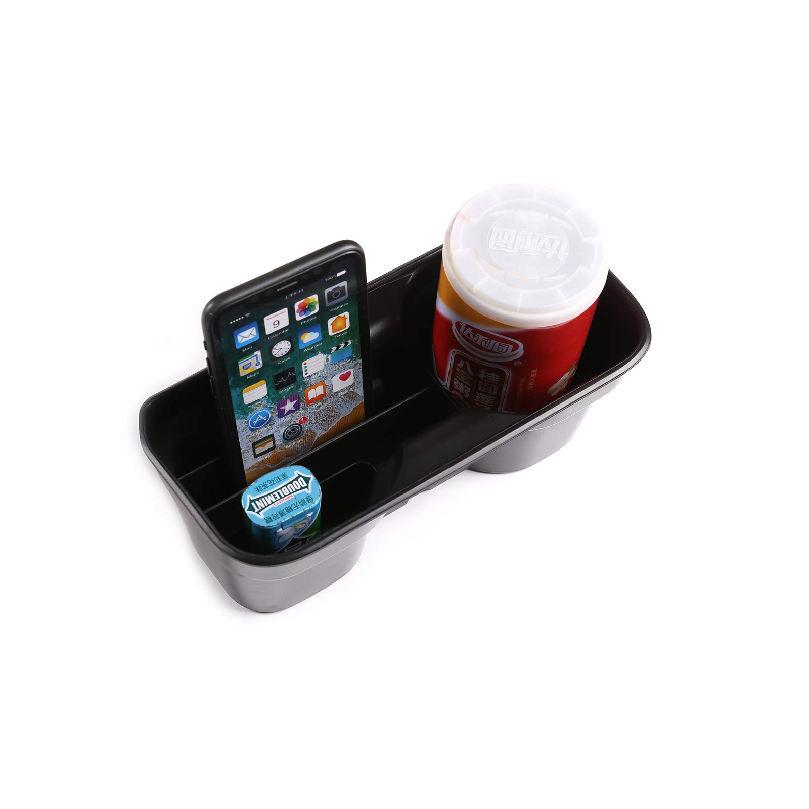 LLKUANG Armrest Storage Box with Cup Holder for Toyota Tacoma 2016-2020 - Center Console Organizer for Phone, Cards & Accessories - Black Car Interior Upgrade (Perfect for Road Trips & Daily Commute)