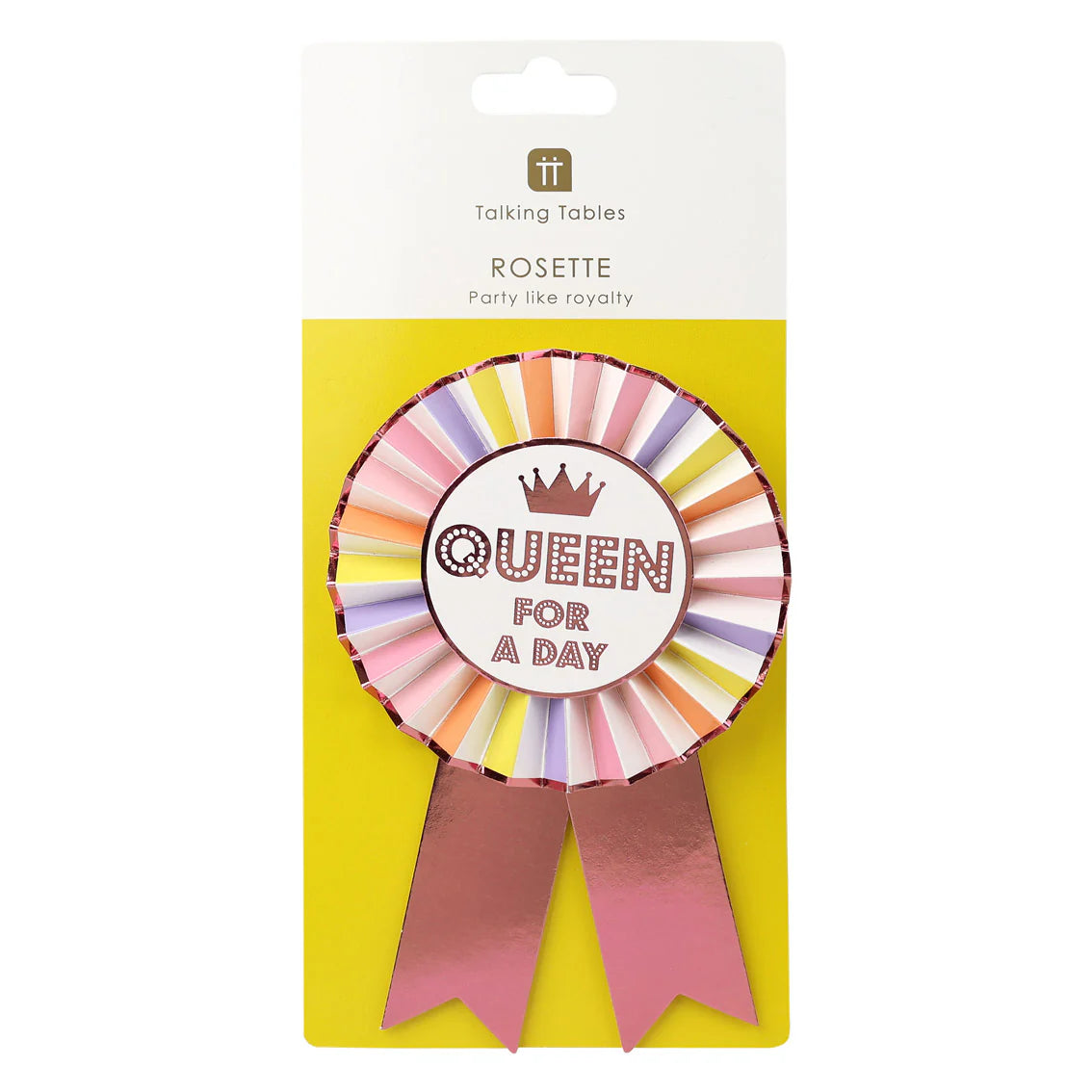 Colorful Queen For A Day Birthday Rosette Badge - Perfect for Birthday Parties, Crown Ceremonies & Special Celebrations