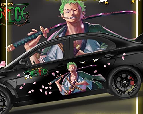 Premium ONE Piece Roronoa Zoro Vinyl Car Stickers - Left & Right Side Decals for Universal Fit - Durable Anime Car Body Stickers (Left Door) - Perfect for Anime Fans & Car Enthusiasts