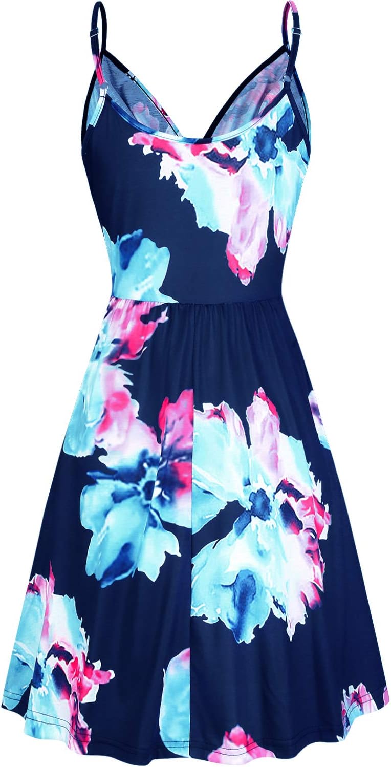 Elegant V-Neck Spaghetti Strap Casual Dress with Pockets - Perfect for Summer Outings, Beach Vacations & Date Nights
