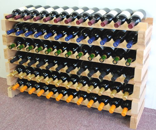 Premium Modular Hardwood Wine Rack - Holds 48 Bottles (12 Bottles x 4 Shelves) for Wine Cellar, Kitchen, Dining Room & Home Bar Storage