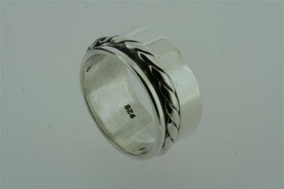 Sterling Silver Edge Rope Spinner Ring for Anxiety Relief & Stress Relief - Stylish Unisex Jewelry for Everyday Wear & Meditation