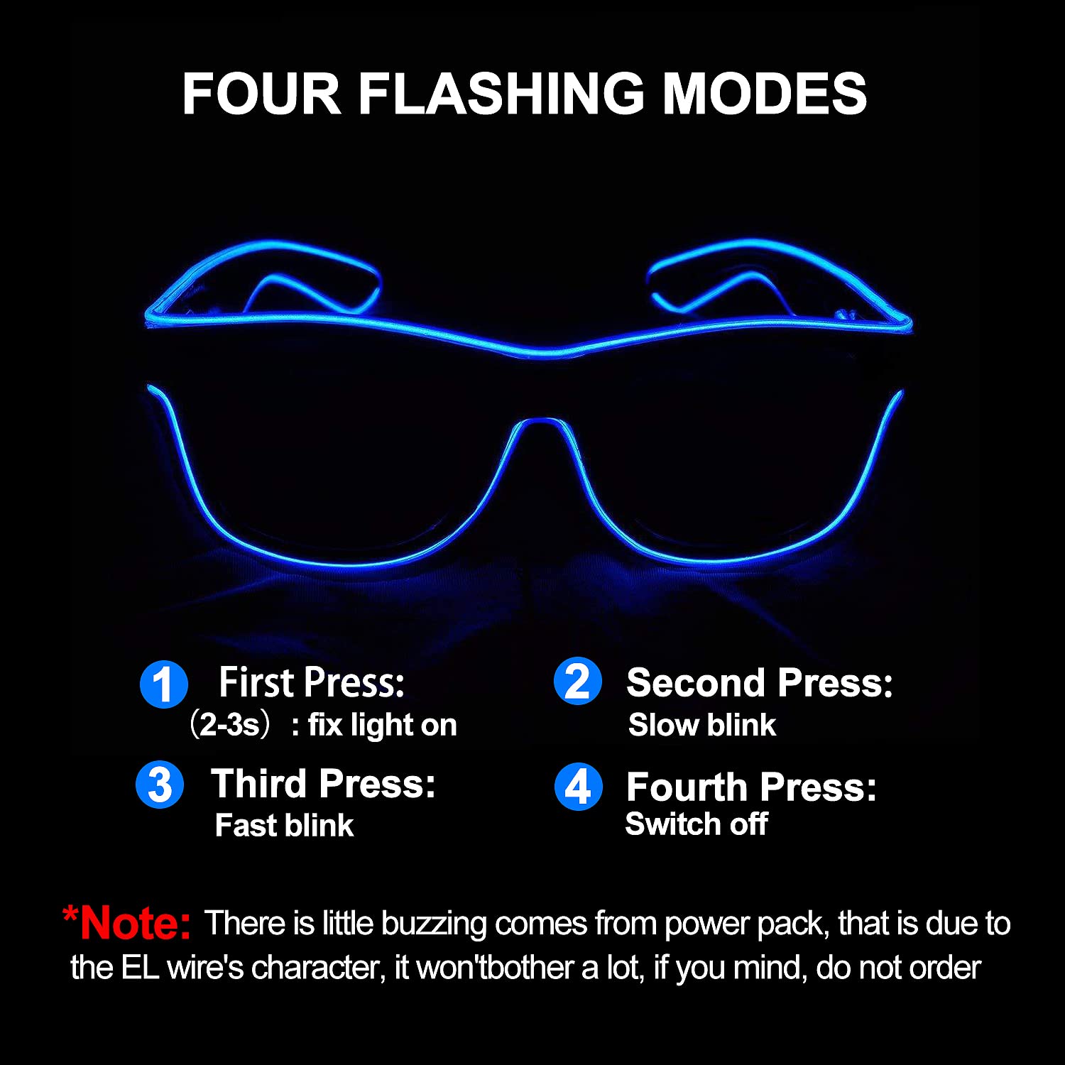 YouRfocus Wireless LED Light Up Glasses 3 Pack - Glow in The Dark Neon Rave Glasses for EDM Parties, Concerts, Festivals & Nightclubs - Perfect for Halloween, Raves, DJ Events & Glow Parties
