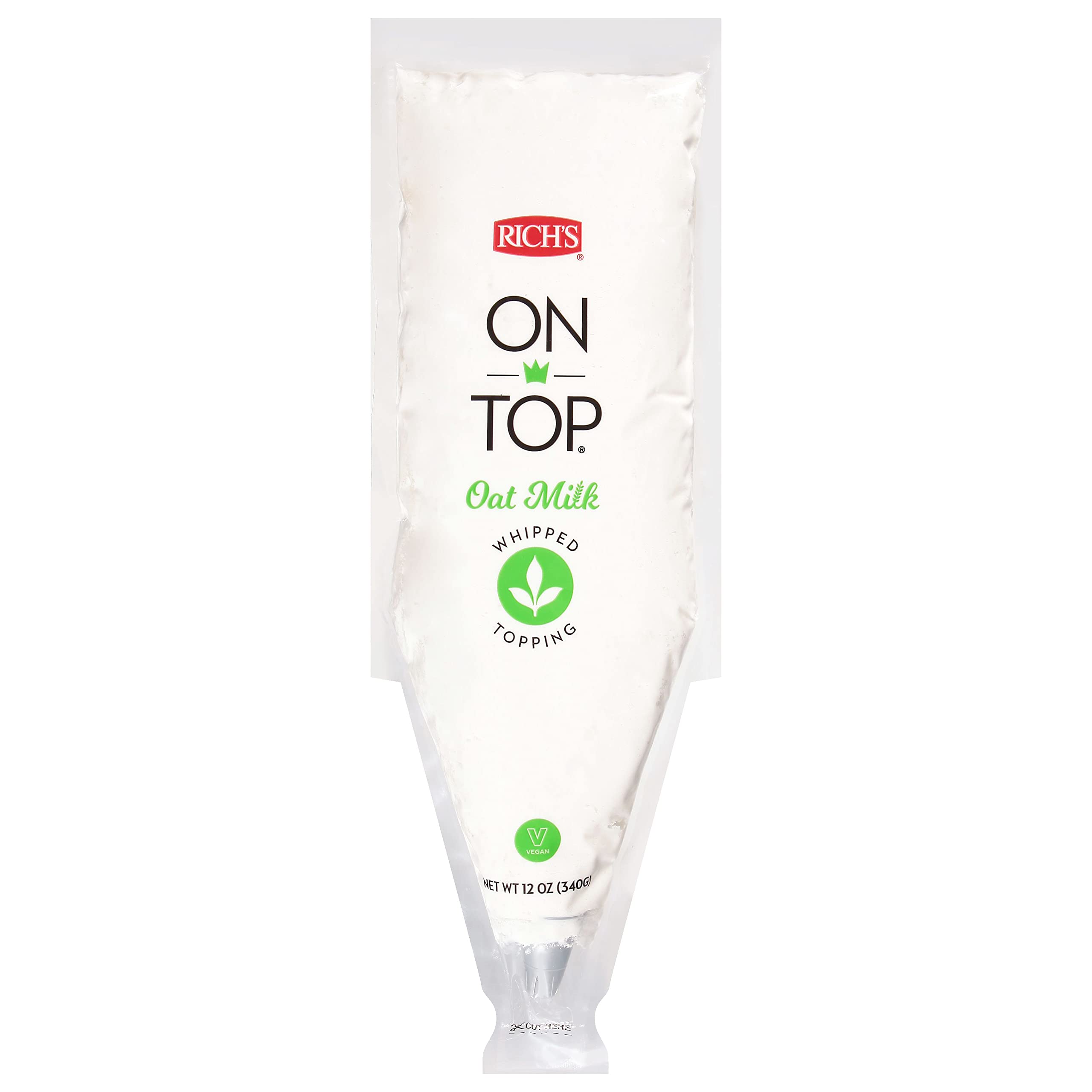 Rich's On Top Oat Milk Whipped Topping - Vegan, Dairy-Free, Plant-Based Dessert Topping for Coffee, Cakes & Drinks (12oz Pastry Bags, 12/Case) - Perfect for Bakeries, Cafes & Home Baking
